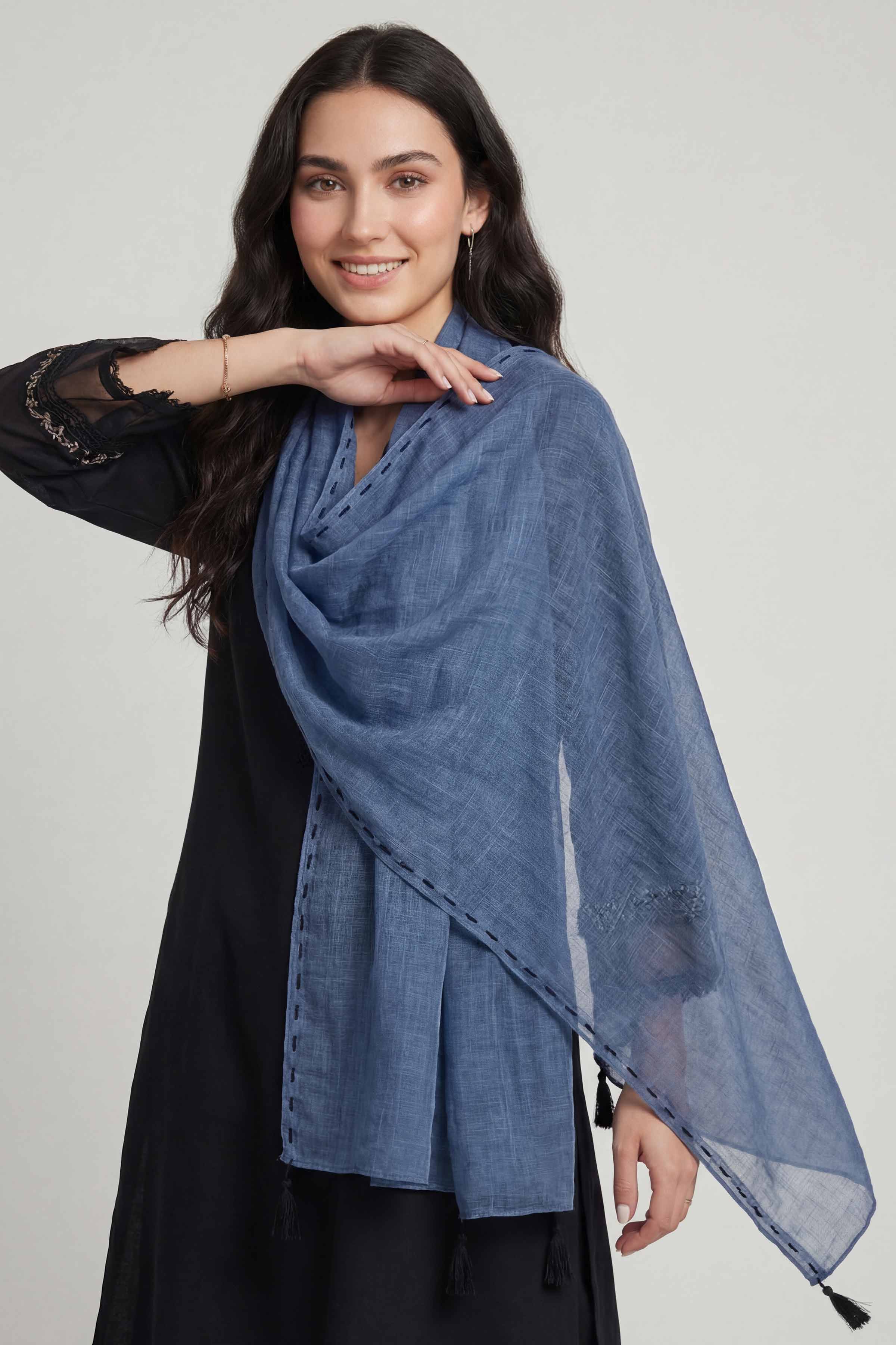 Blue Women Scarf-447482108