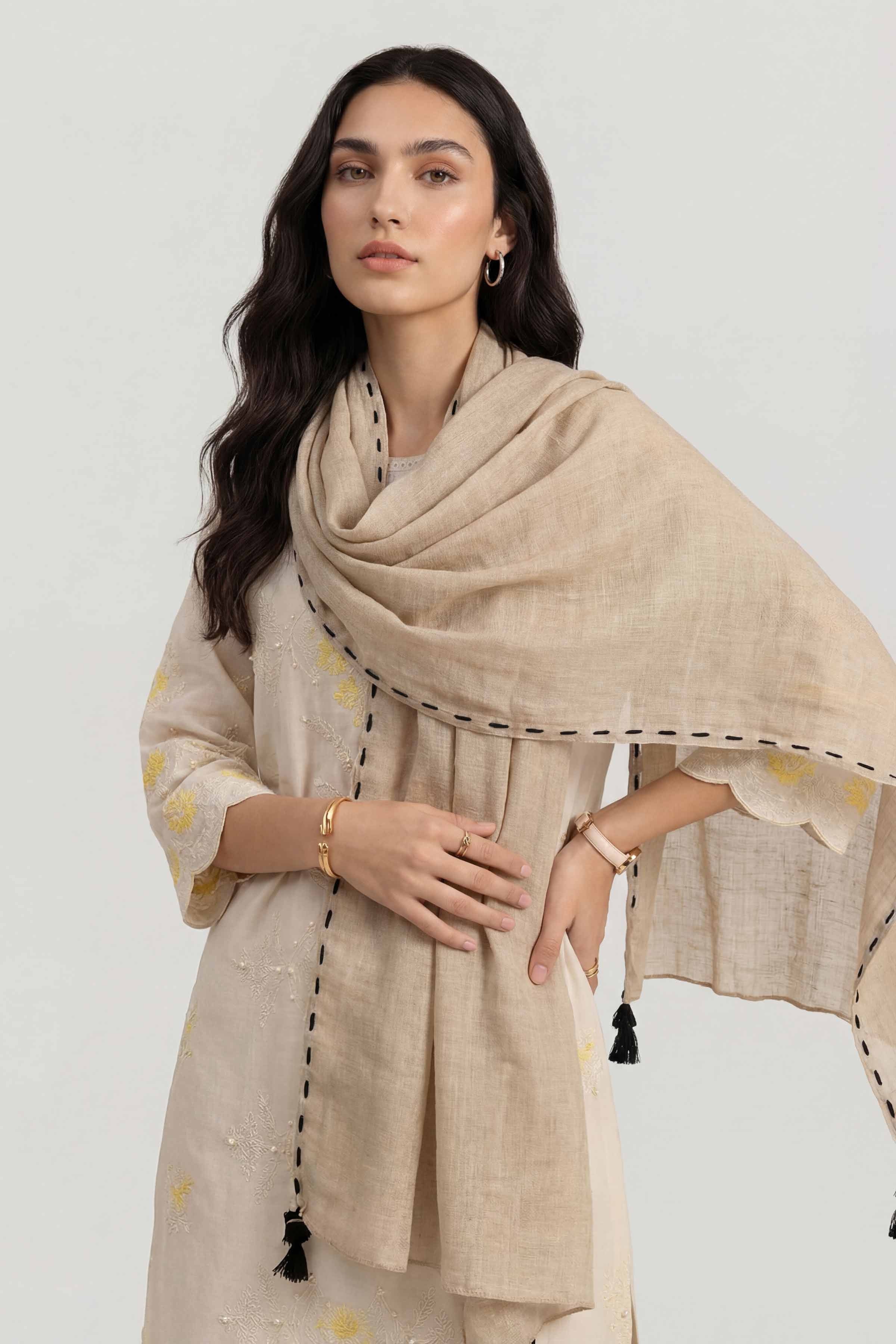 Beige Women Scarf-447482118