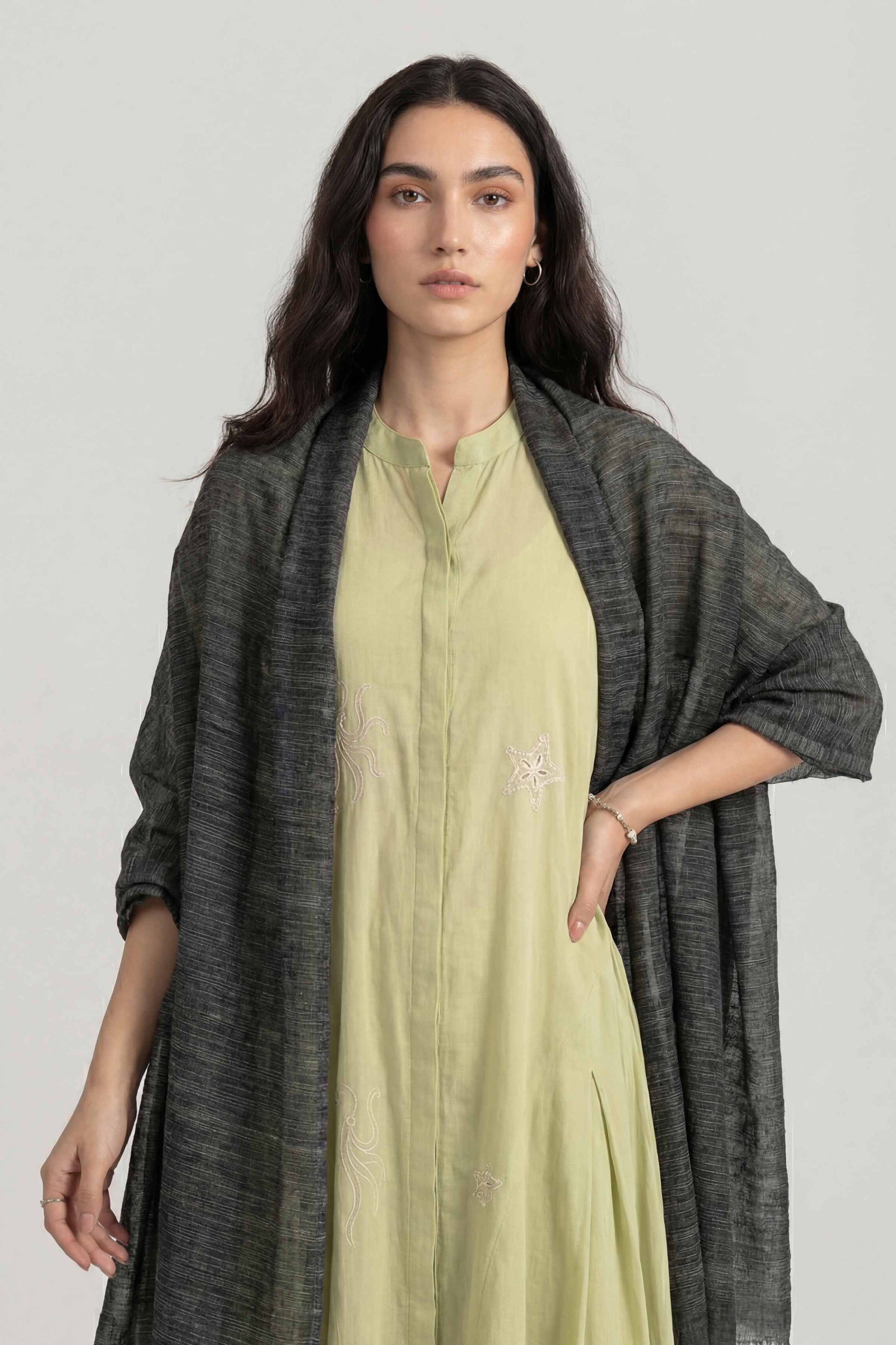 Nishat Linen Black Women Scarf-447732103, view 1