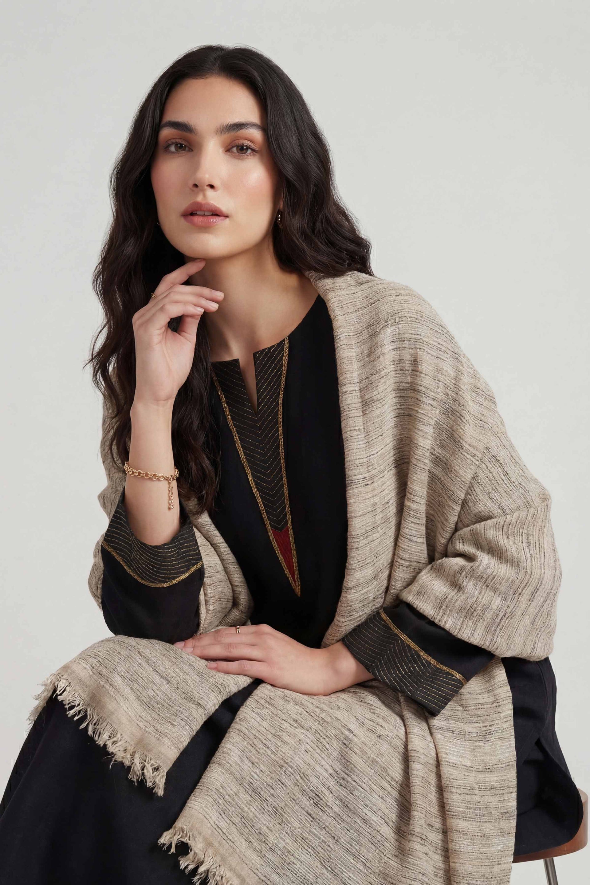 Nishat Linen Off White Women Scarf-447732107, view 1