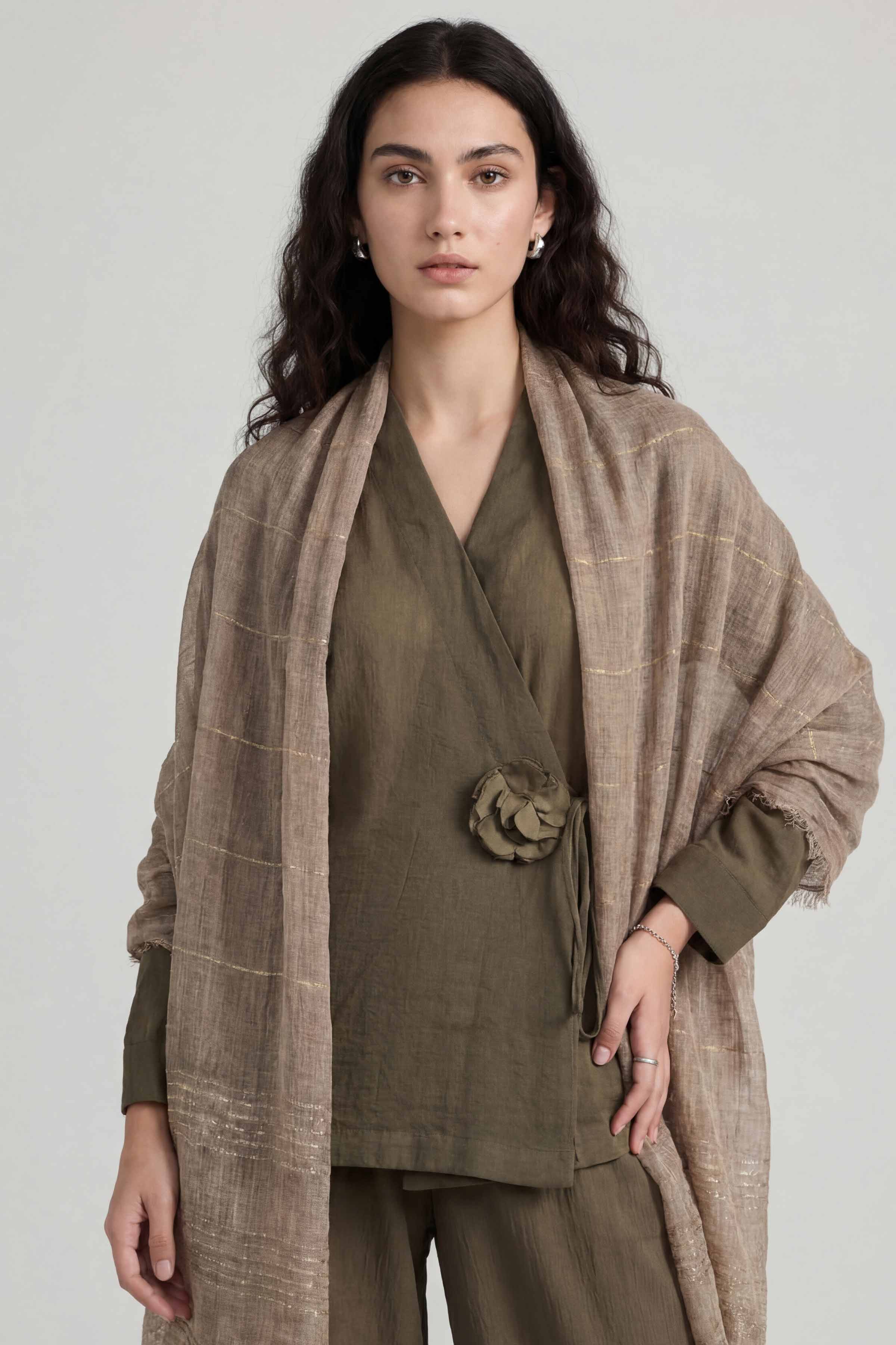 Khaki Women Scarf-447772130