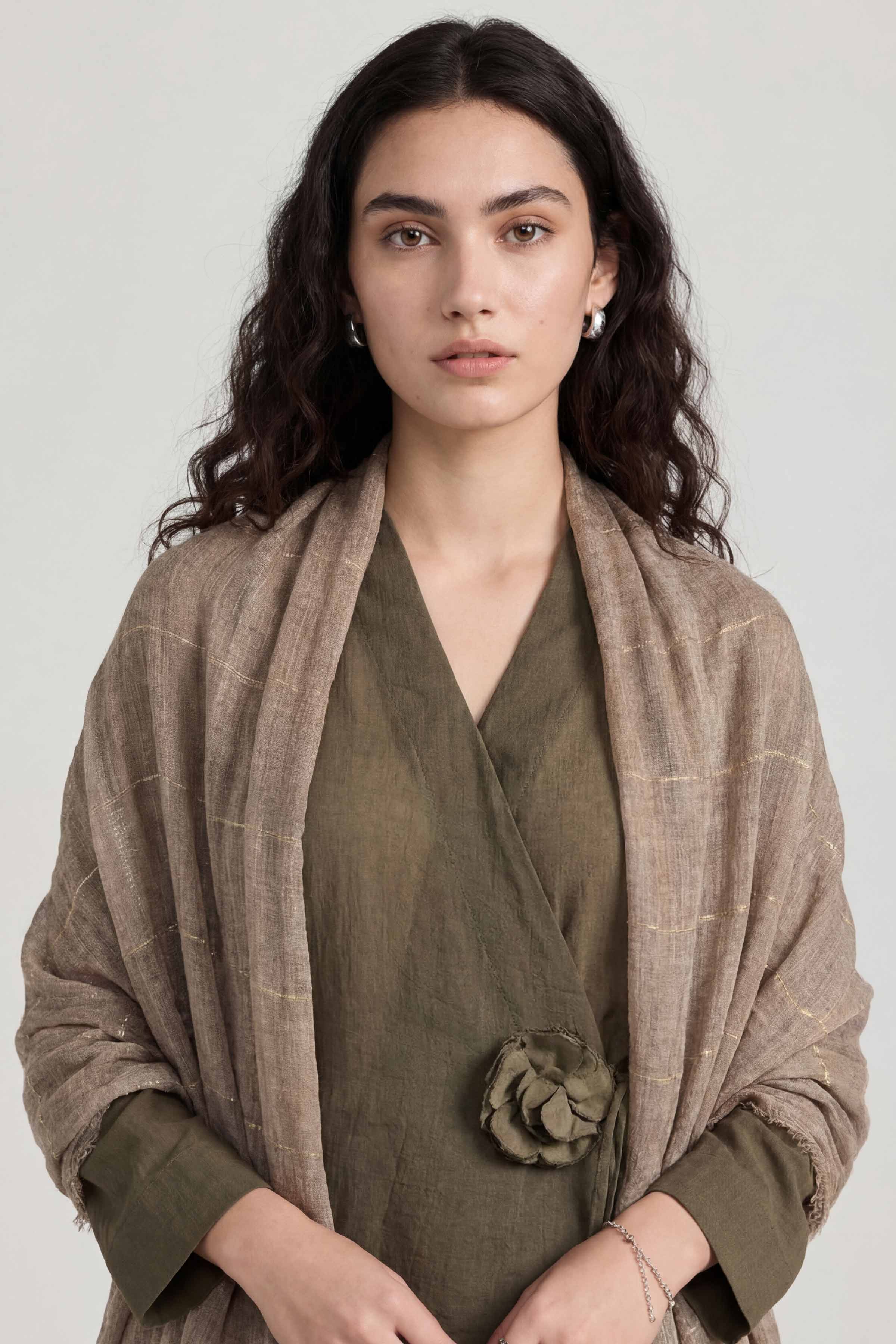 Khaki Women Scarf-447772130