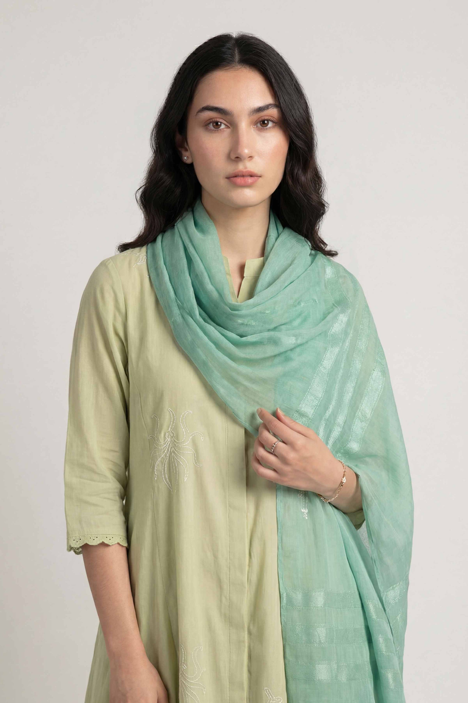 Nishat Linen Green Women Scarf-447782104, view 1