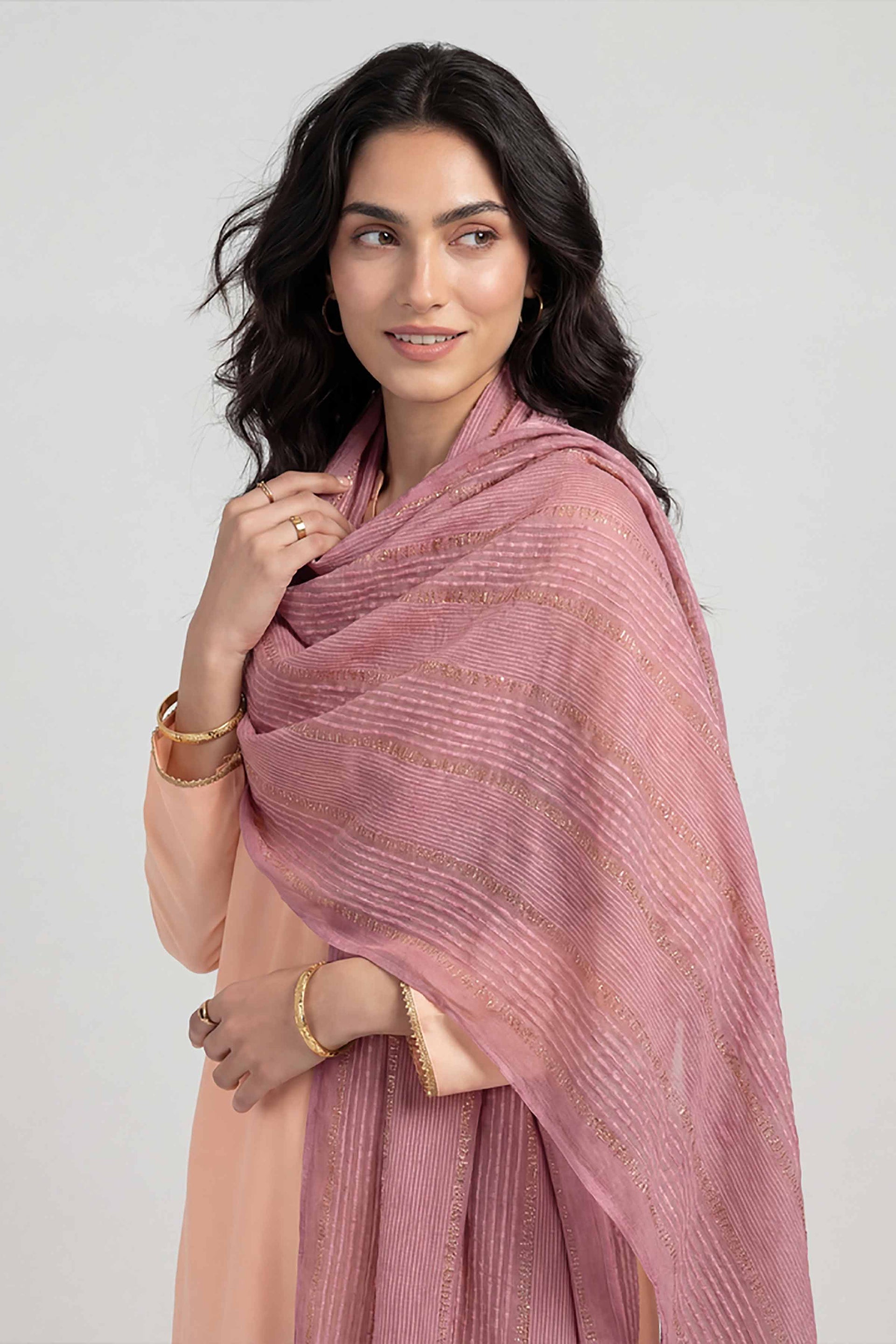 Nishat Linen Purple Women Scarf-447792109, view 1
