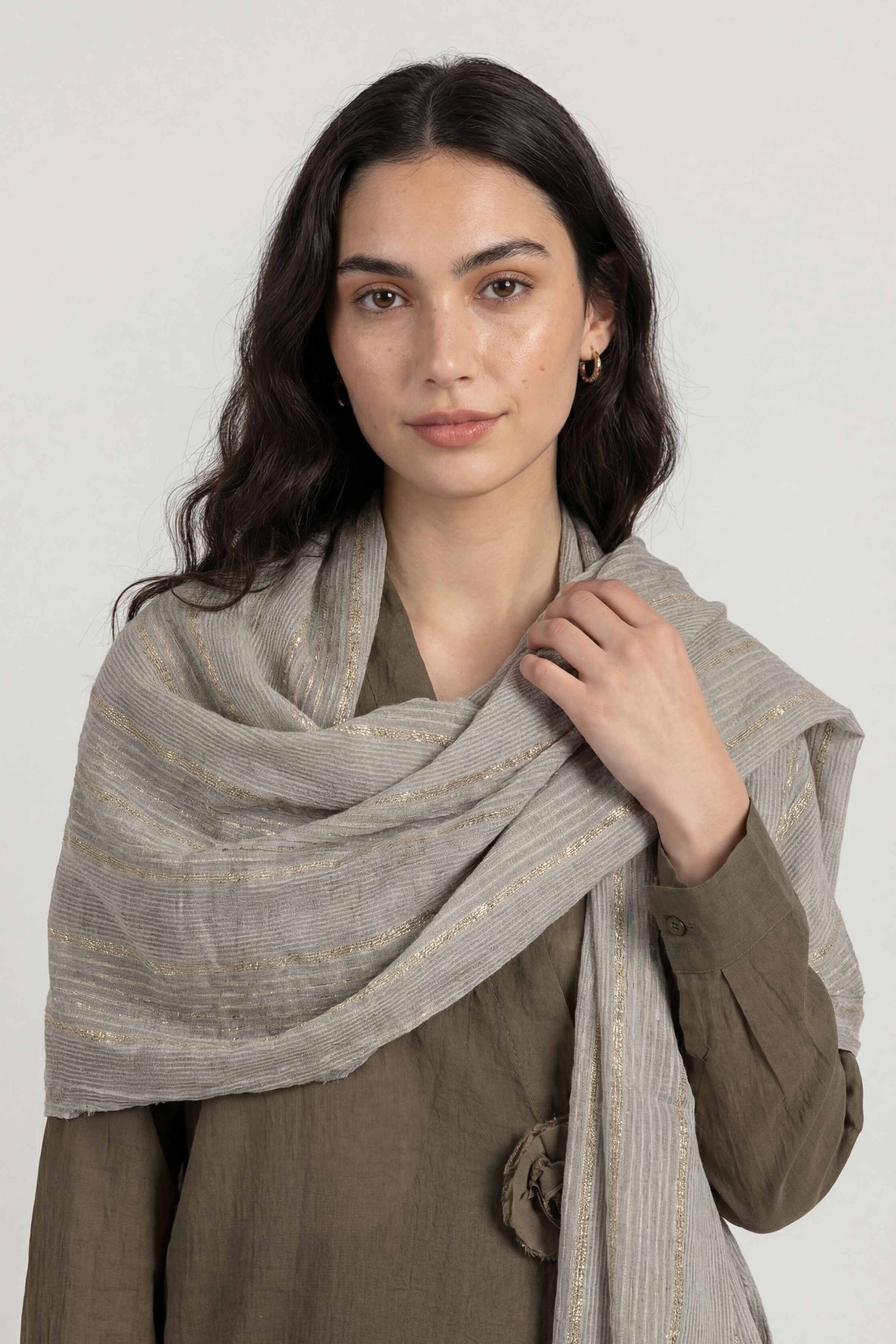 Nishat Linen Grey Women Scarf-447792111, view 1