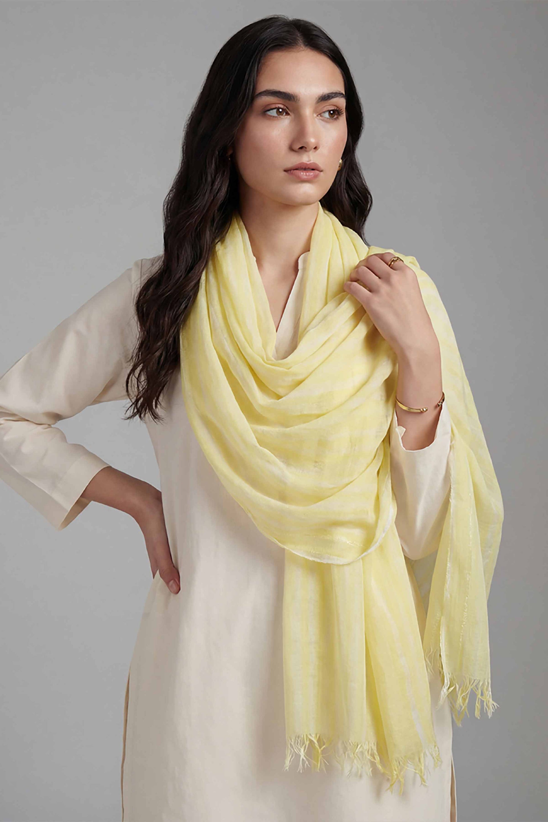 Nishat Linen Yellow Women Scarf-447802102, view 1