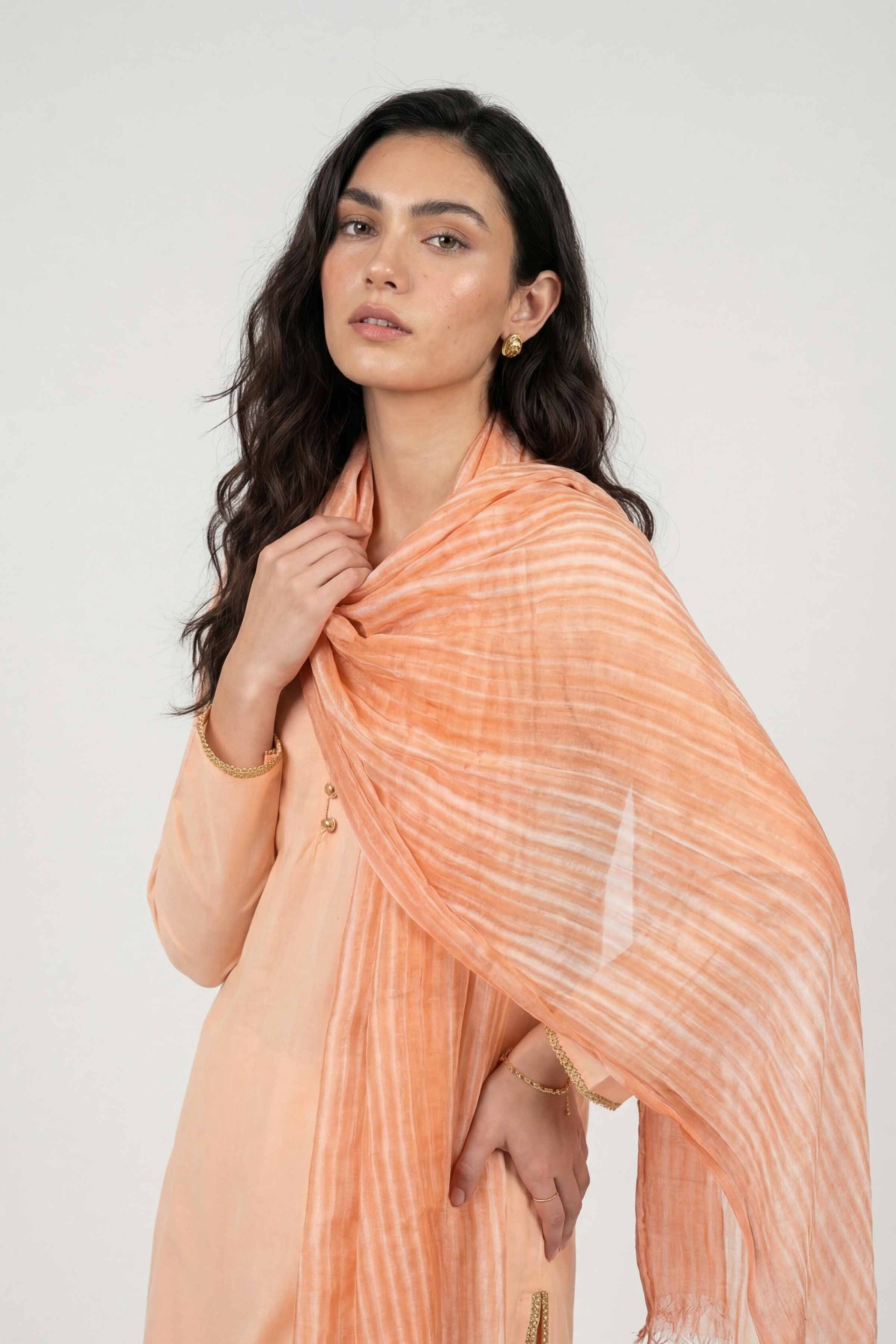 Nishat Linen Orange Women Scarf-447802106, view 1