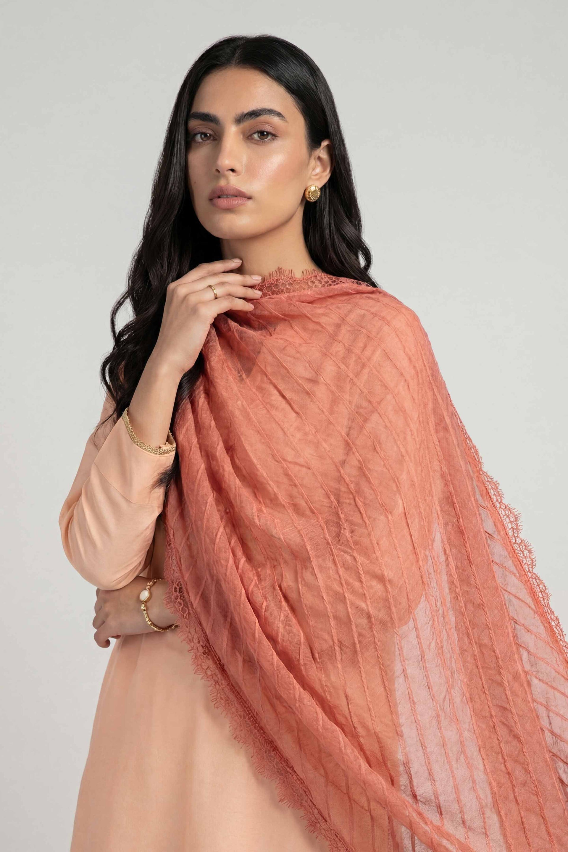 Nishat Linen Orange Women Scarf-447882106, view 1