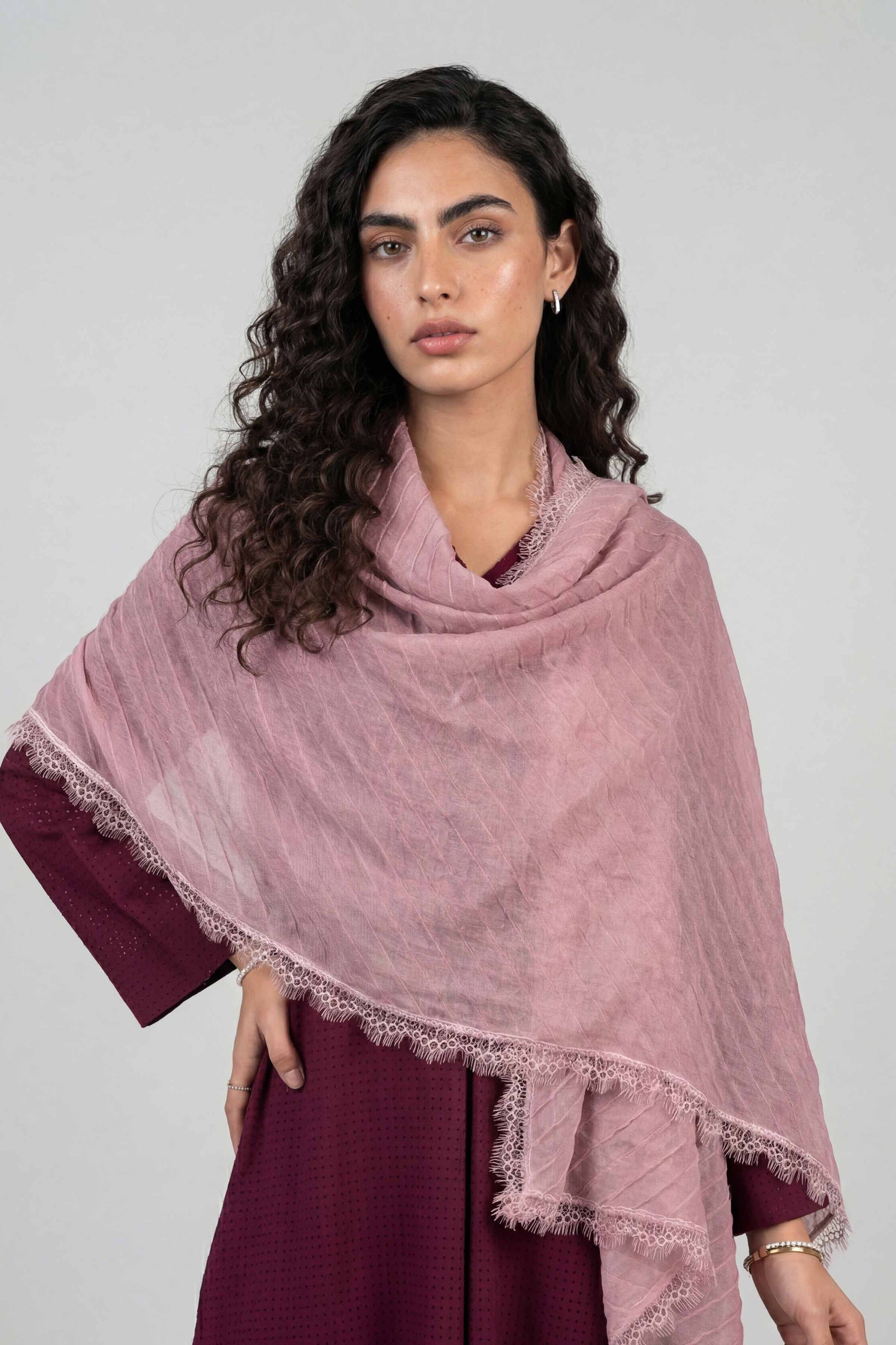 Nishat Linen Purple Women Scarf-447882109, view 1