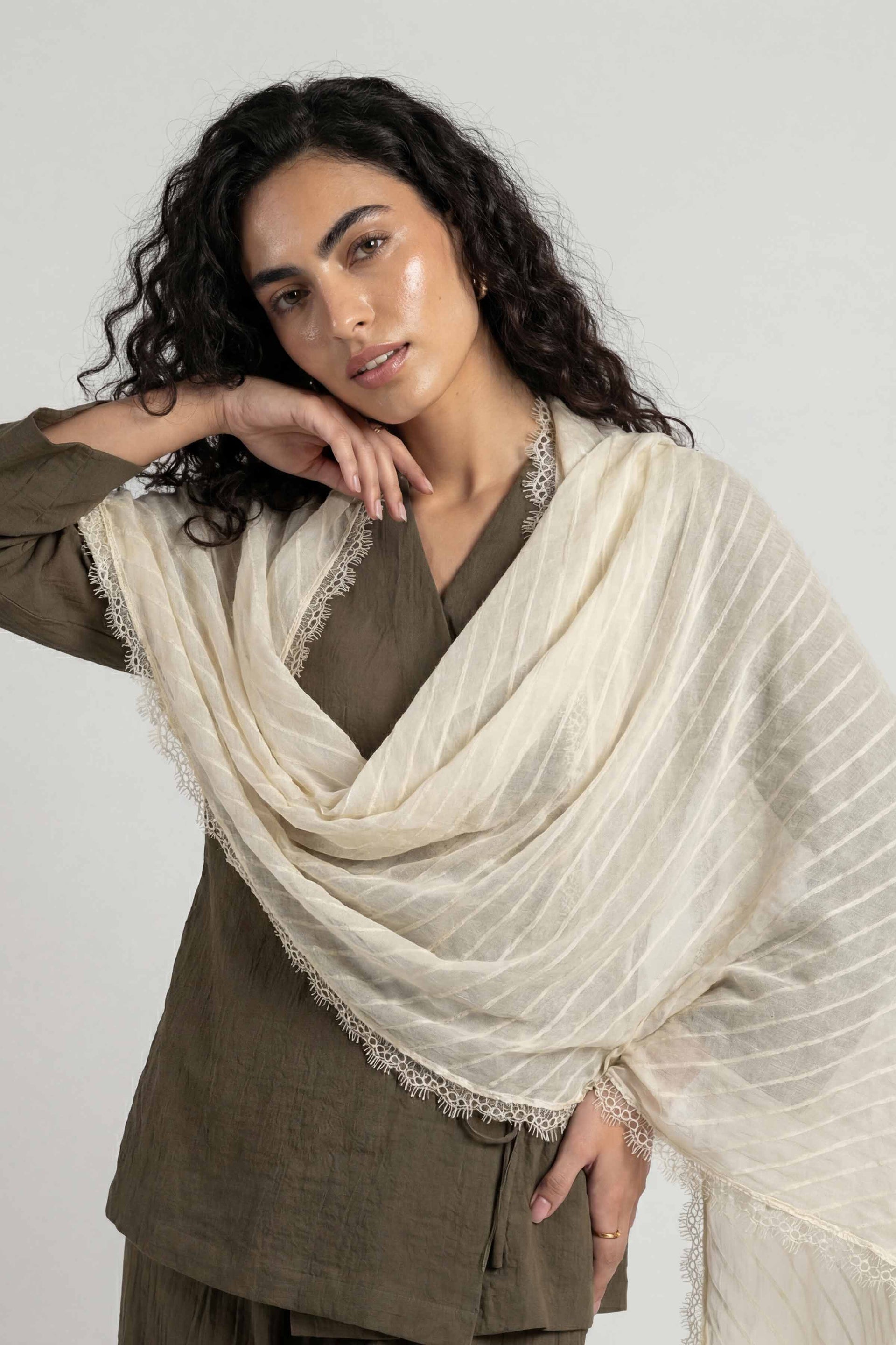 Nishat Linen Beige Women Scarf-447882118, view 1