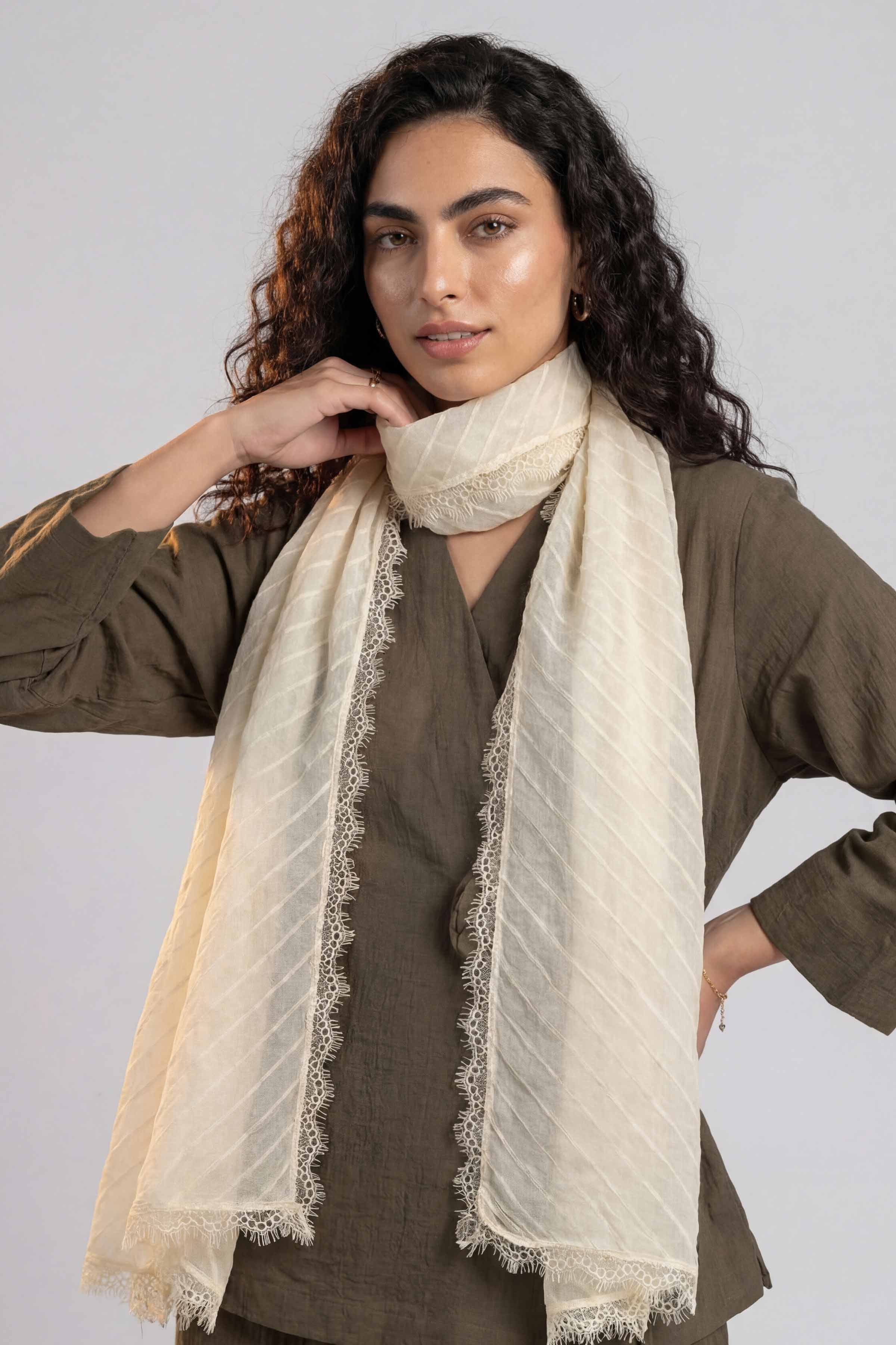 Beige Women Scarf-447882118
