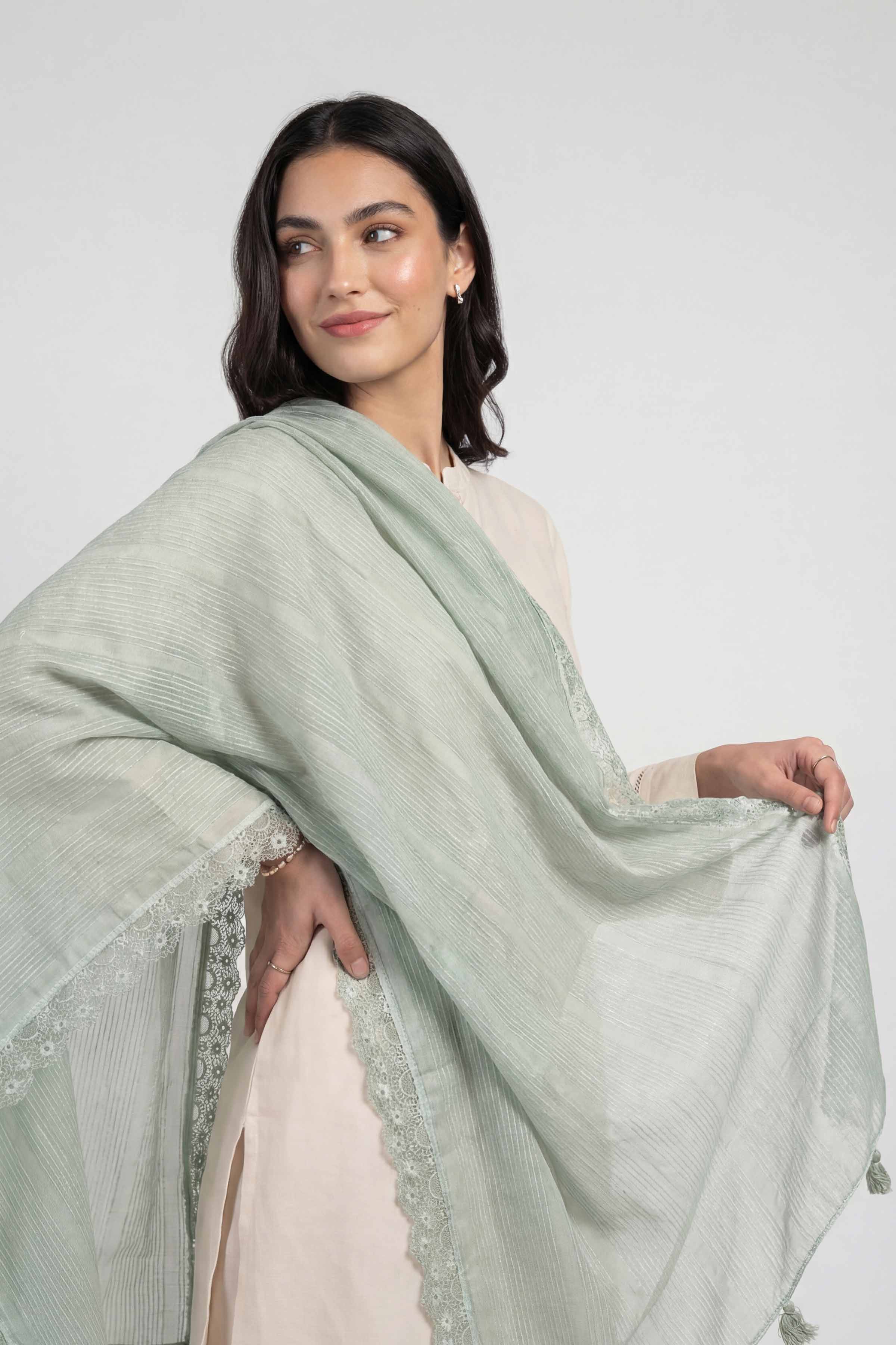 Light Green Women Scarf-447892104