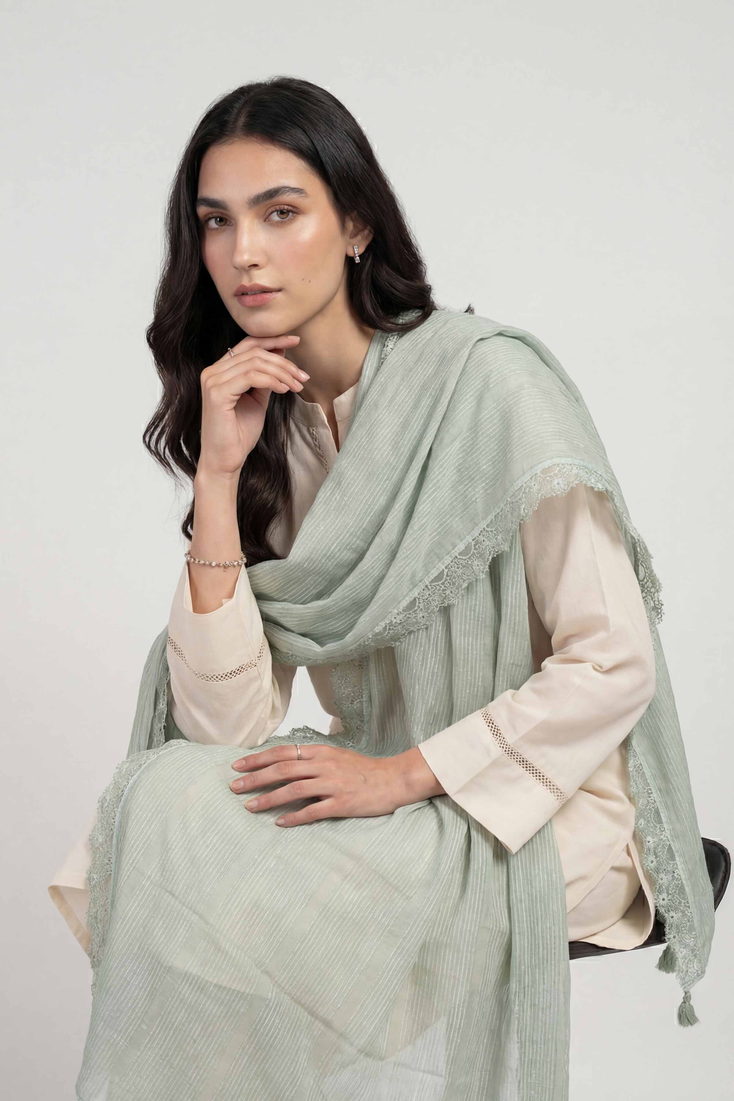 Light Green Women Scarf-447892104