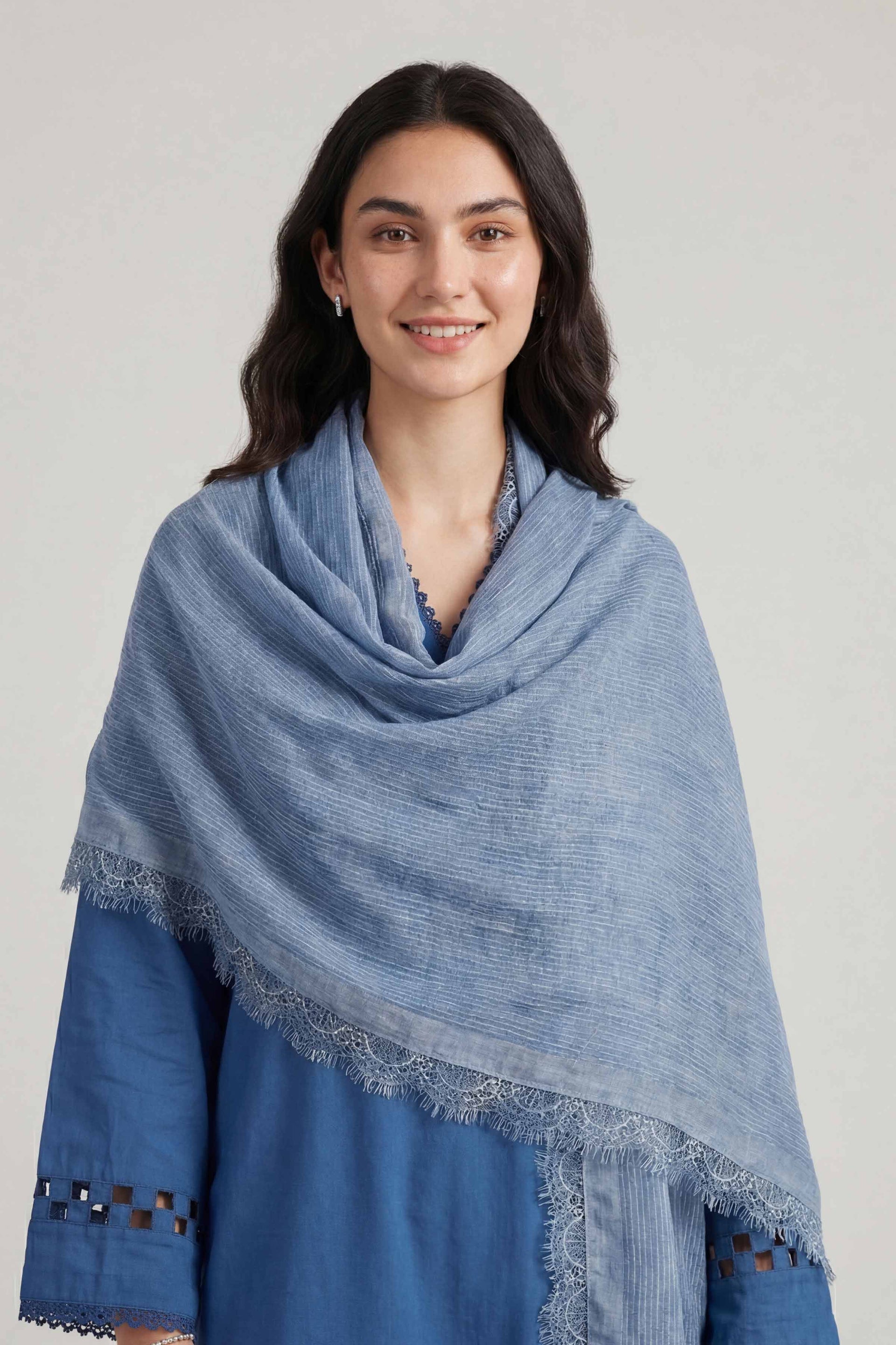 Nishat Linen Blue Women Scarf-447892108, view 1