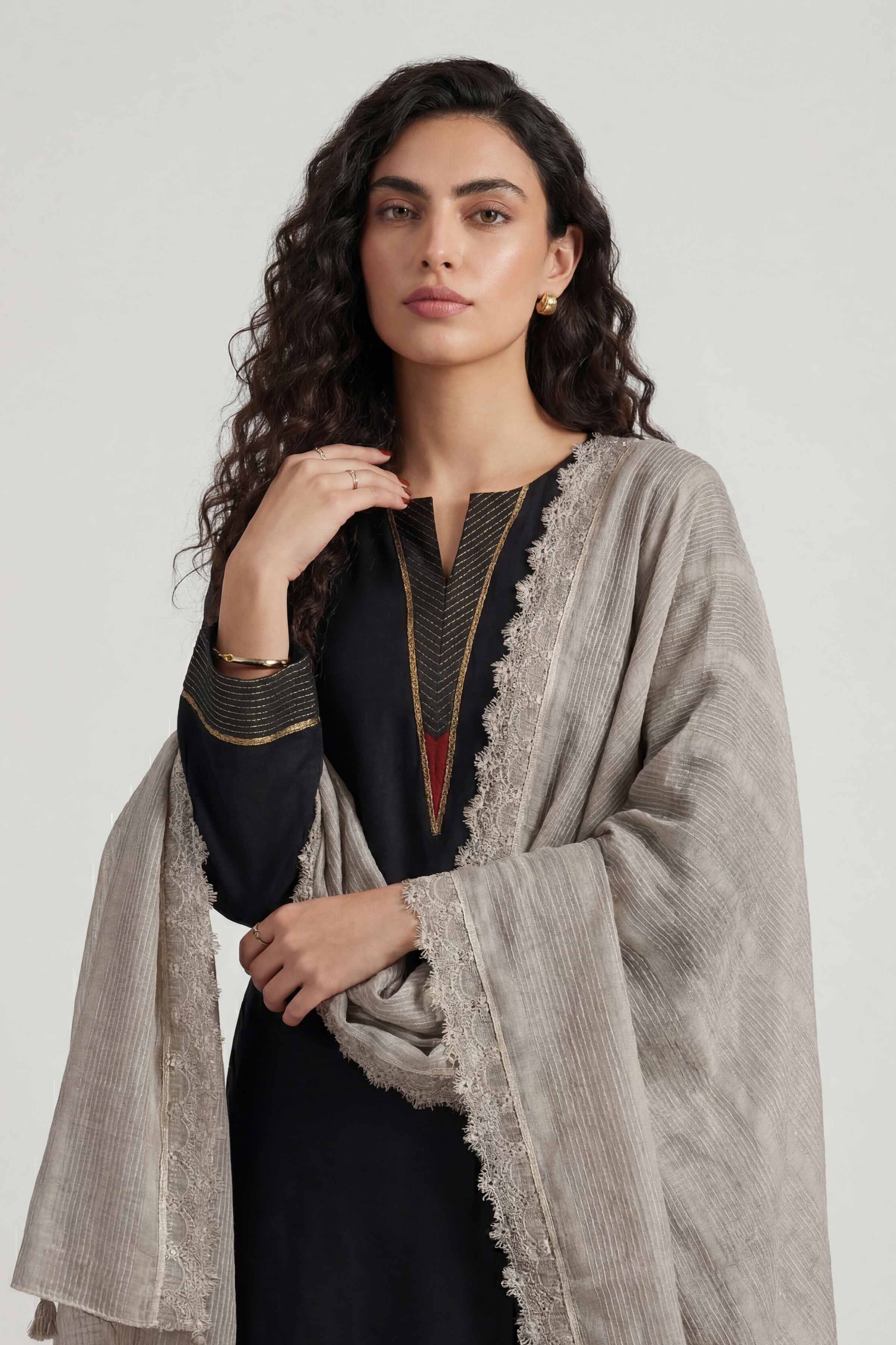 Grey Women Scarf-447892111