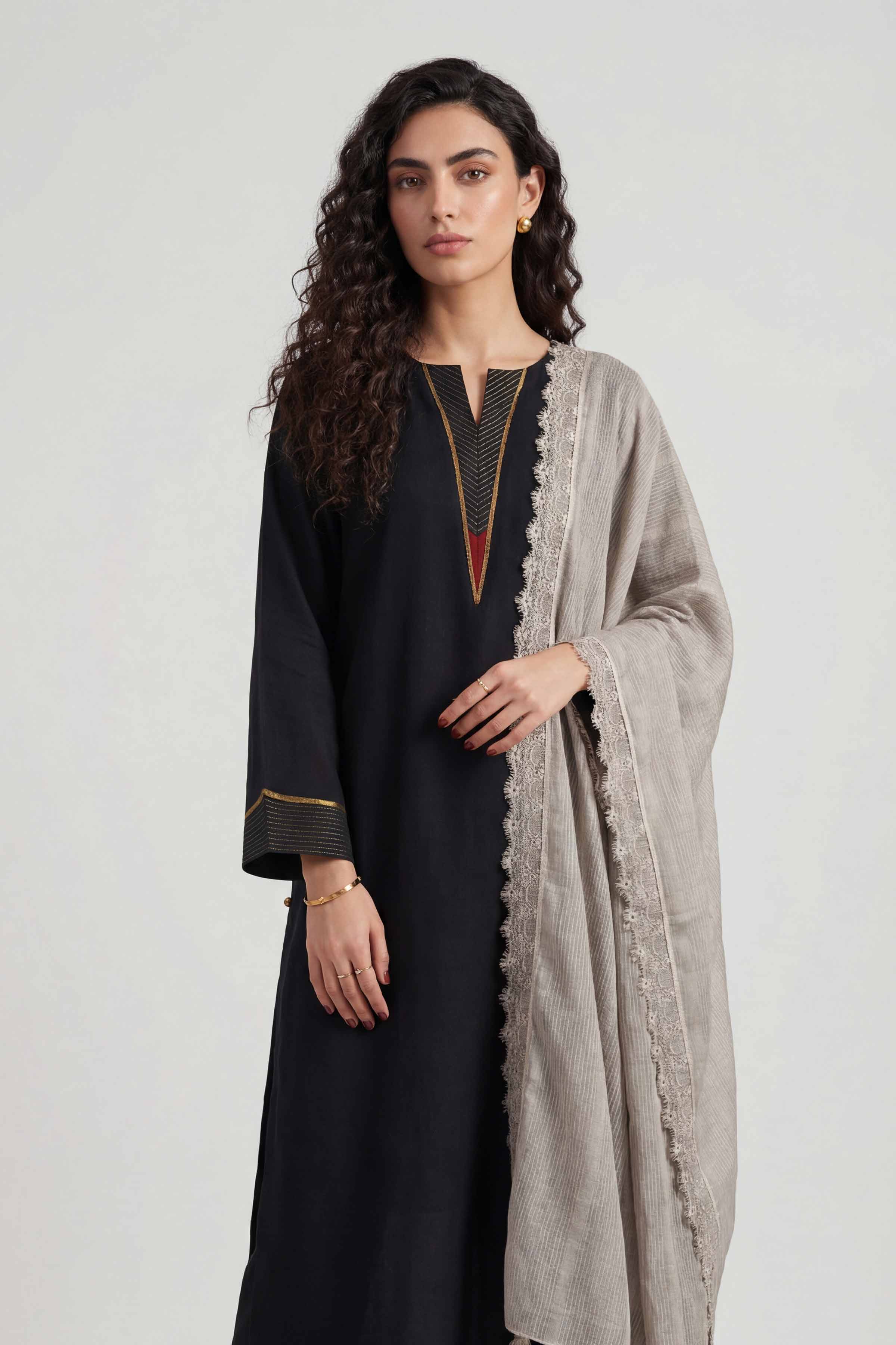 Grey Women Scarf-447892111