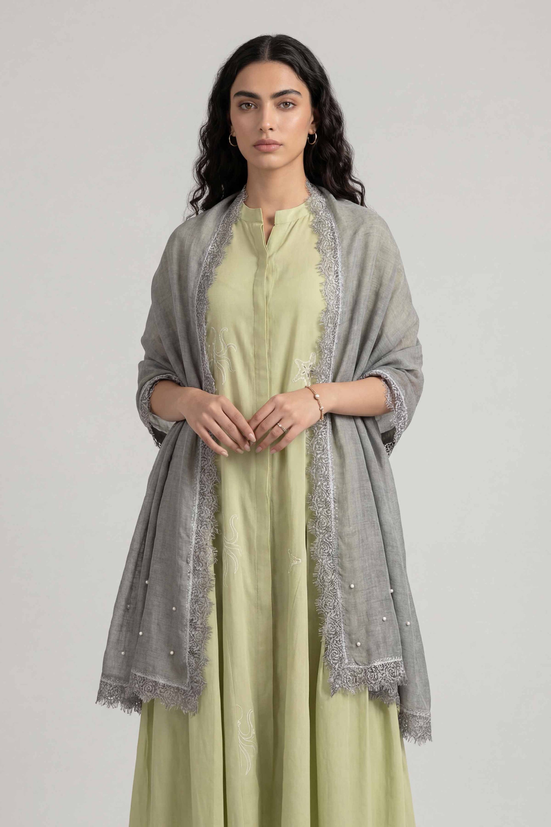 Nishat Linen Grey Women Scarf-447912111, view 1