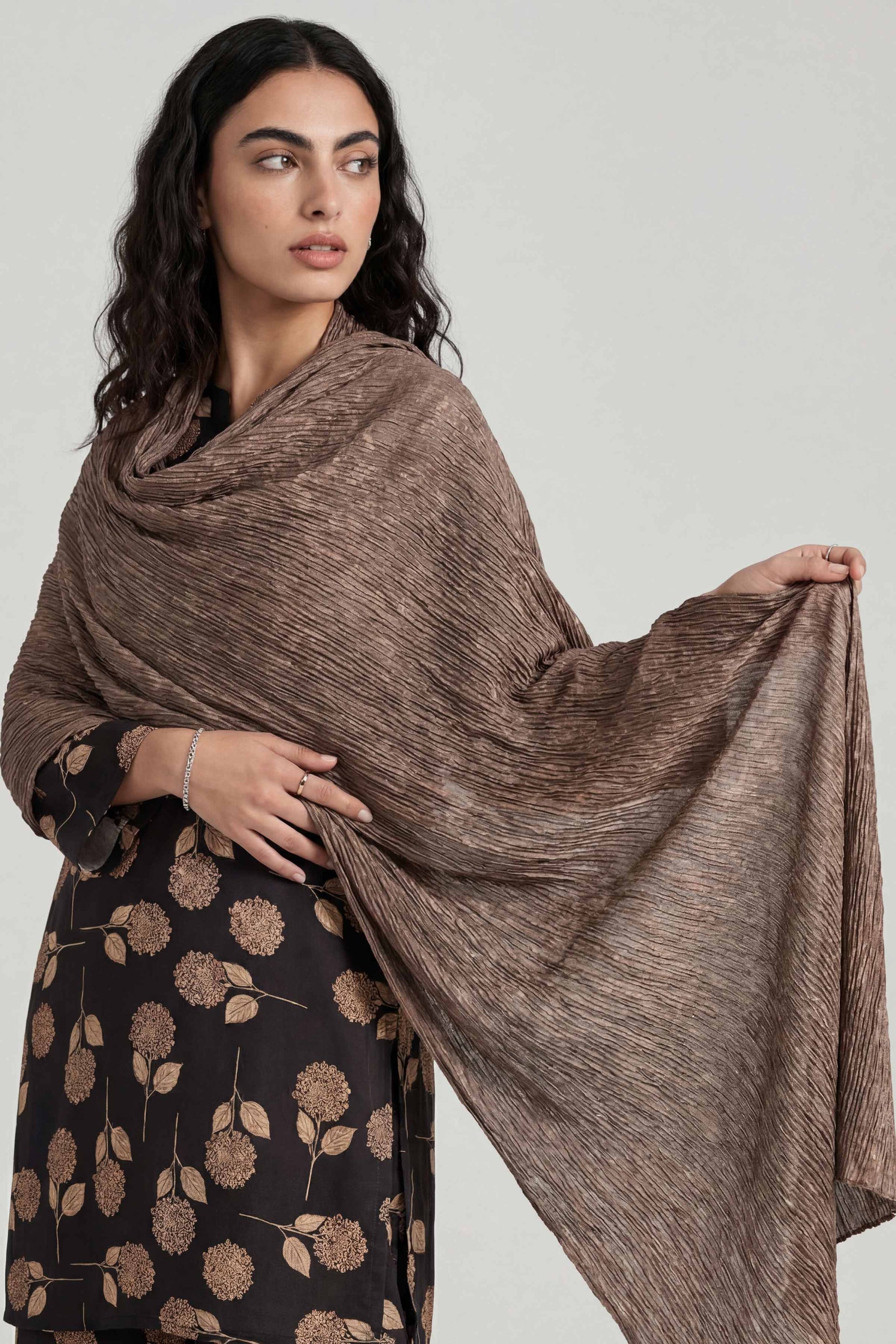 Nishat Linen Coffee Women Scarf-447922117, view 1