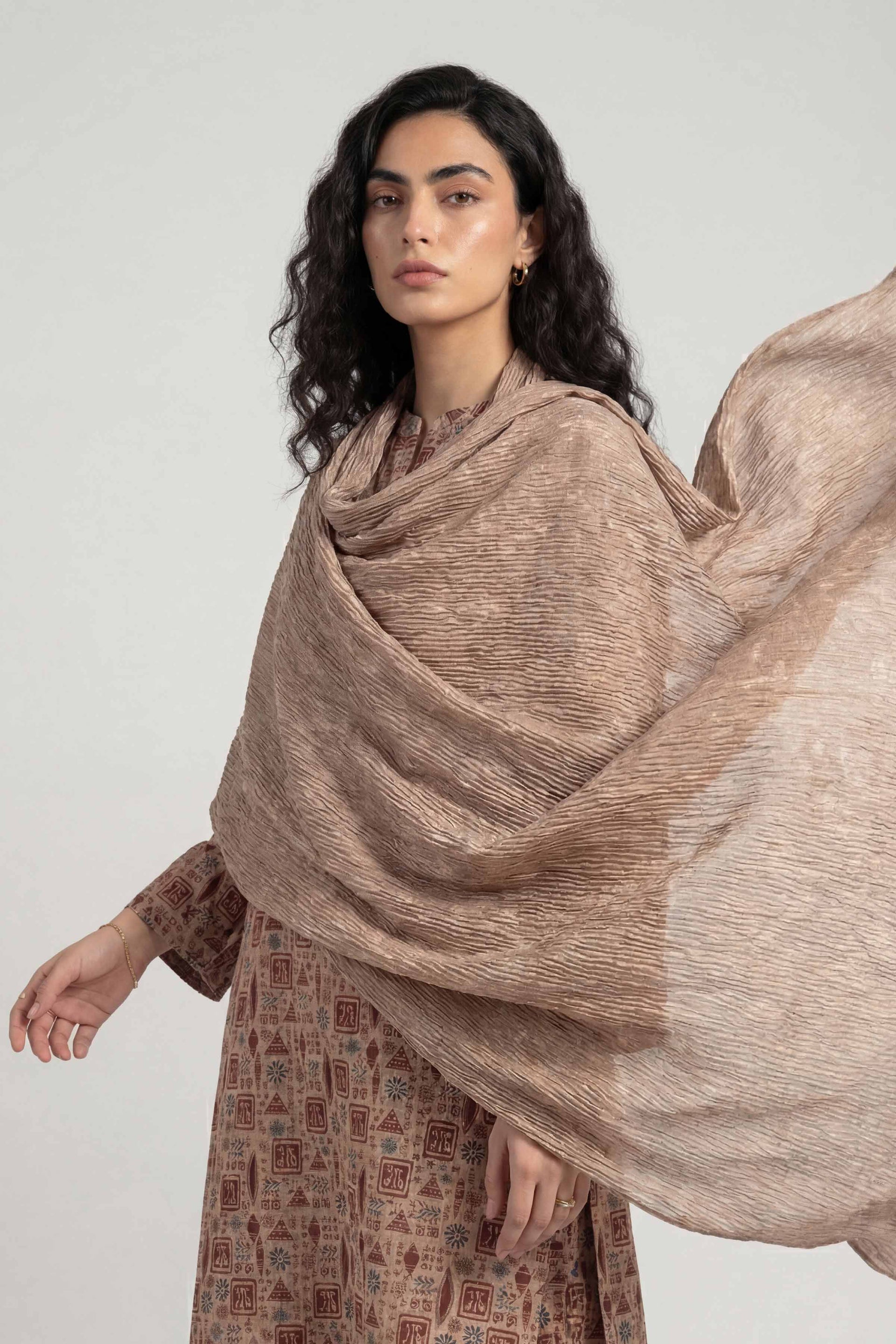 Nishat Linen Khaki Women Scarf-447922130, view 1