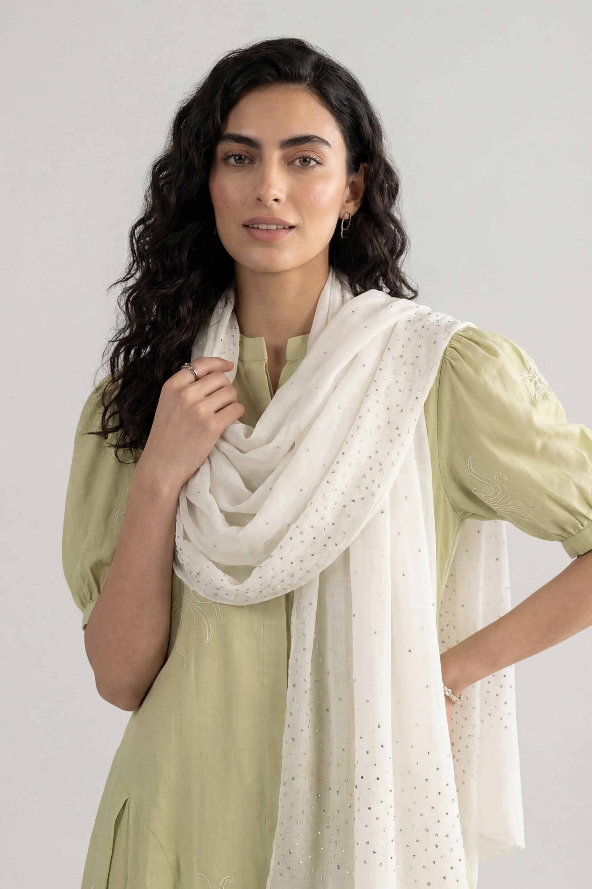 Nishat Linen Off White Women Scarf-447932107, view 1