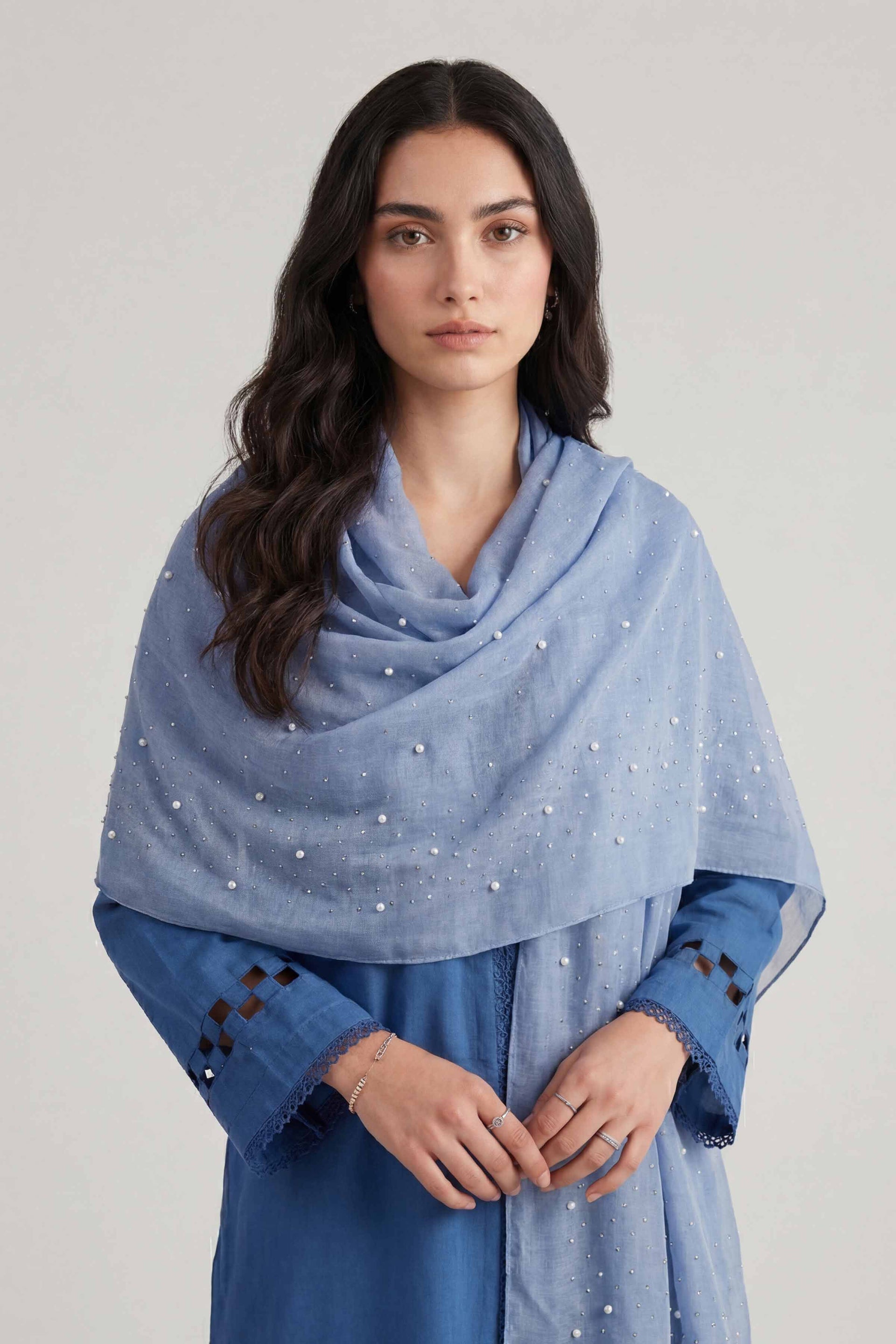 Nishat Linen Blue Women Scarf-447932108, view 1