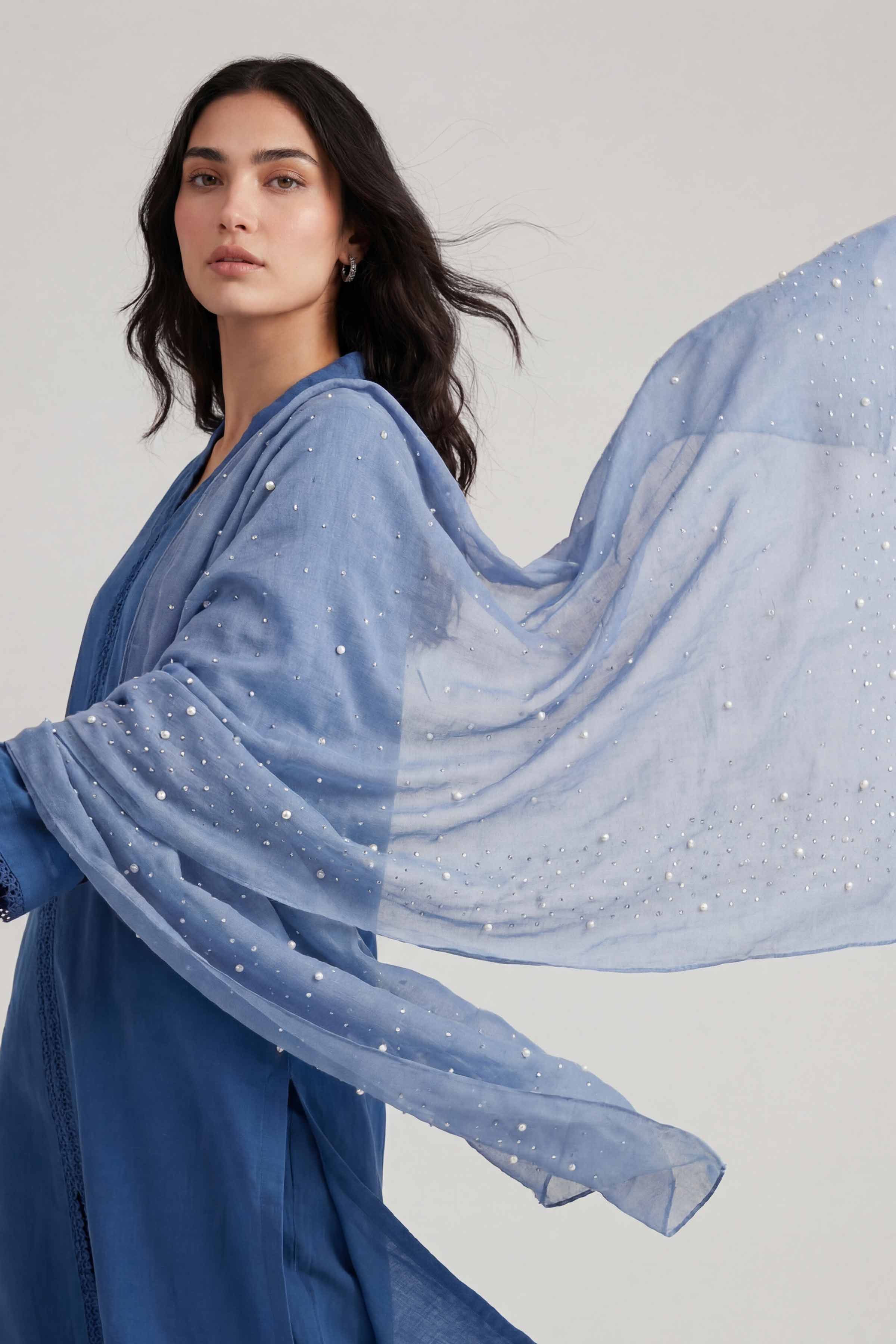 Blue Women Scarf-447932108