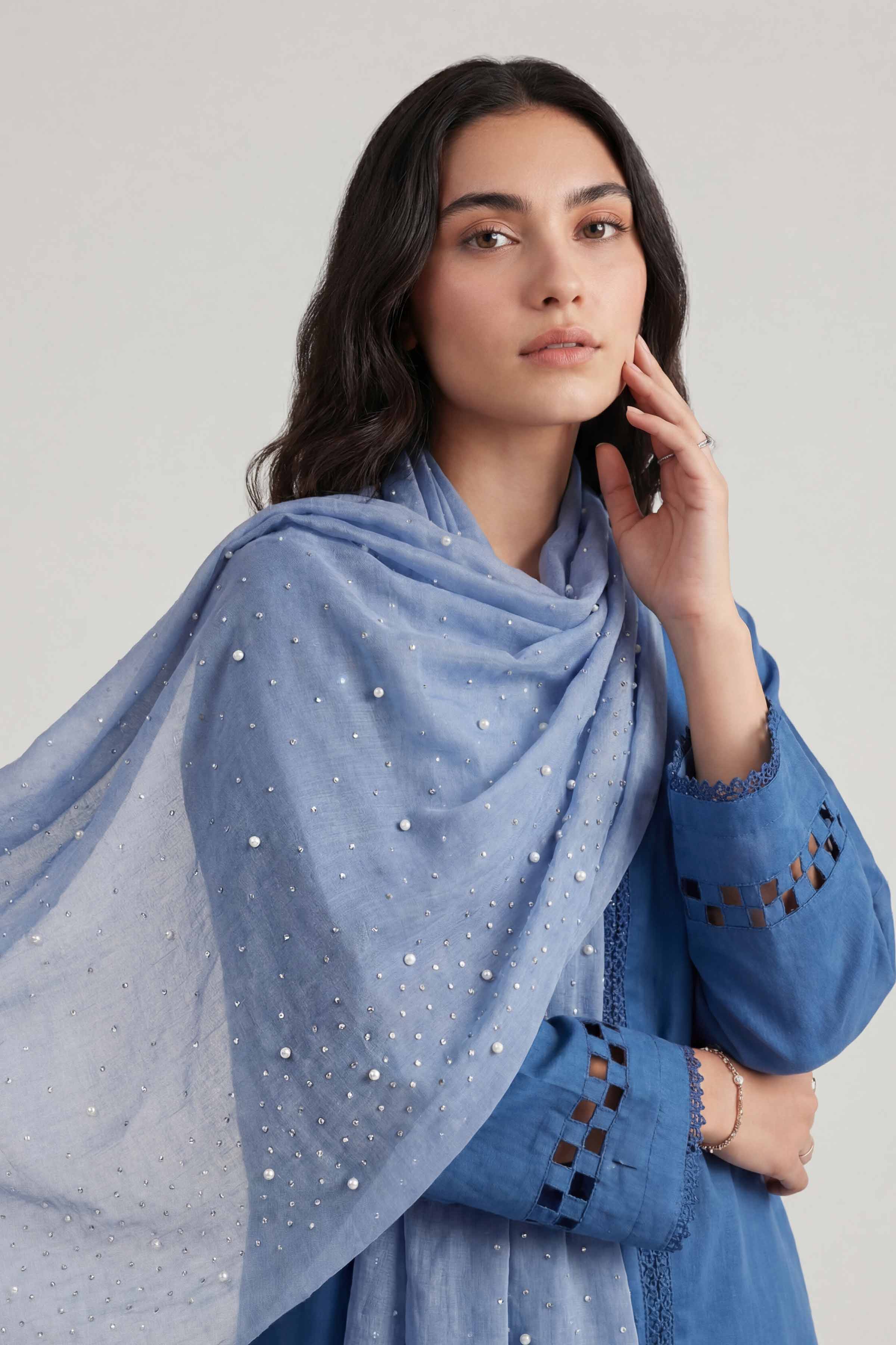 Blue Women Scarf-447932108