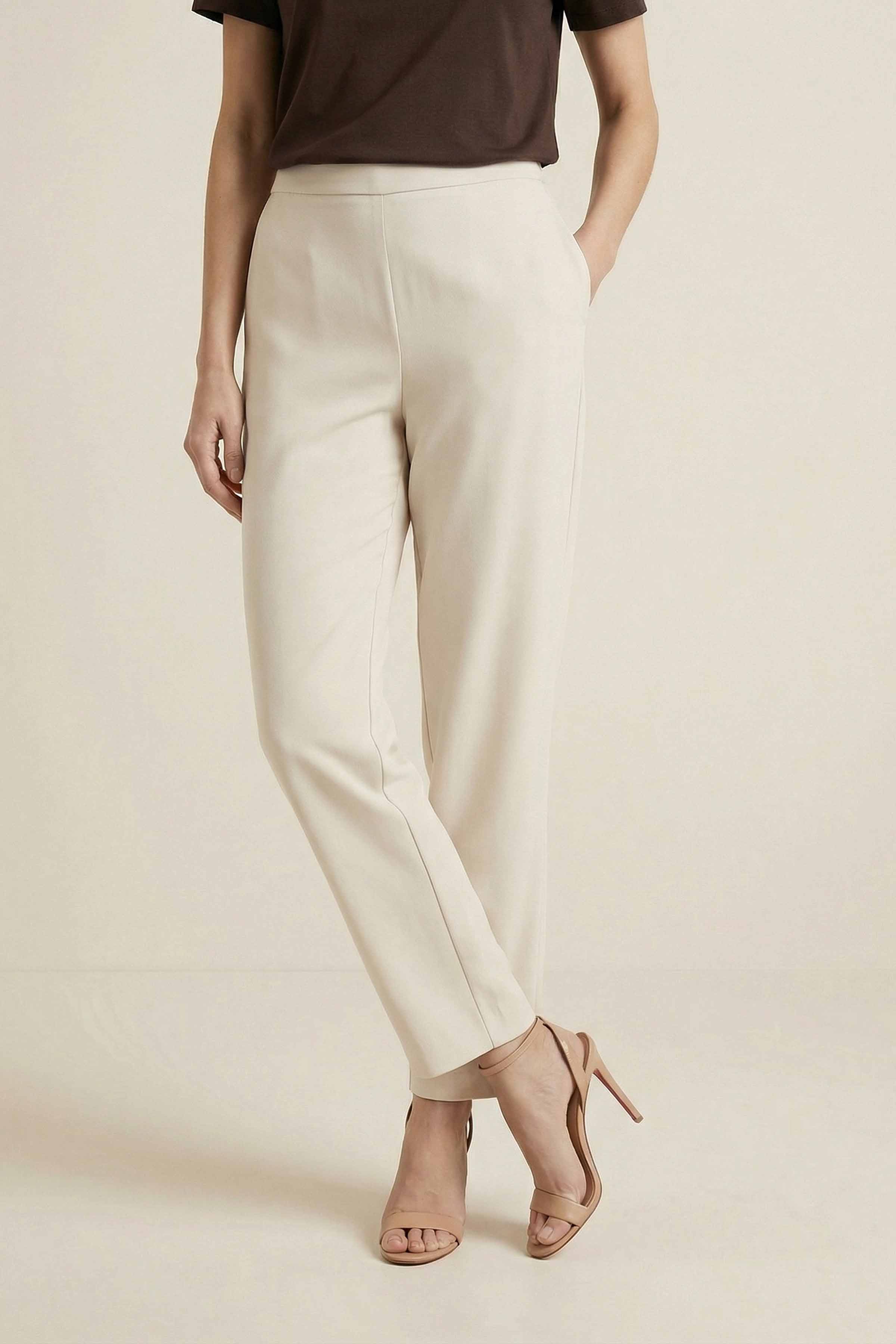 Light Beige Women Pants-447960126