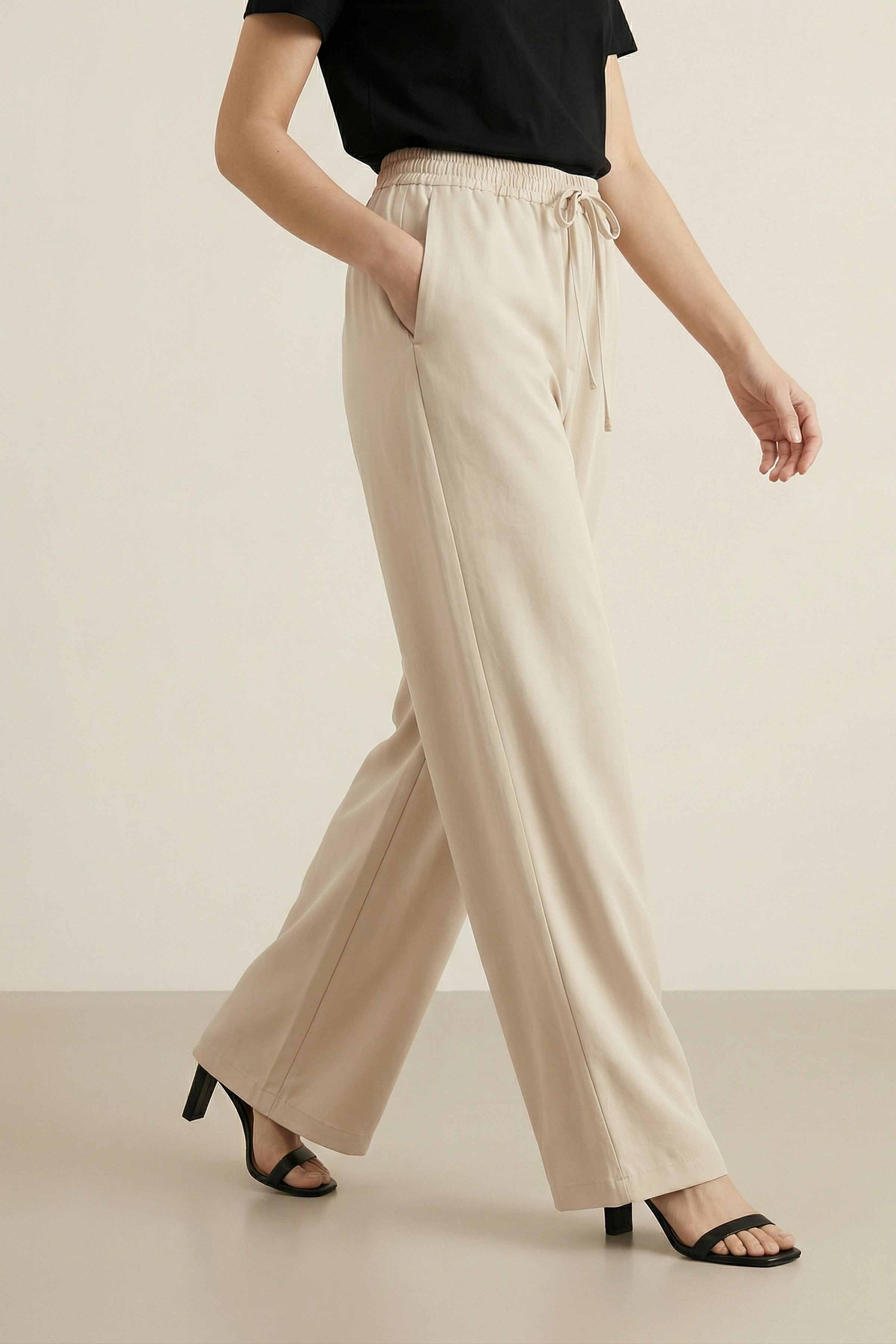 Beige Women Pants-447980118