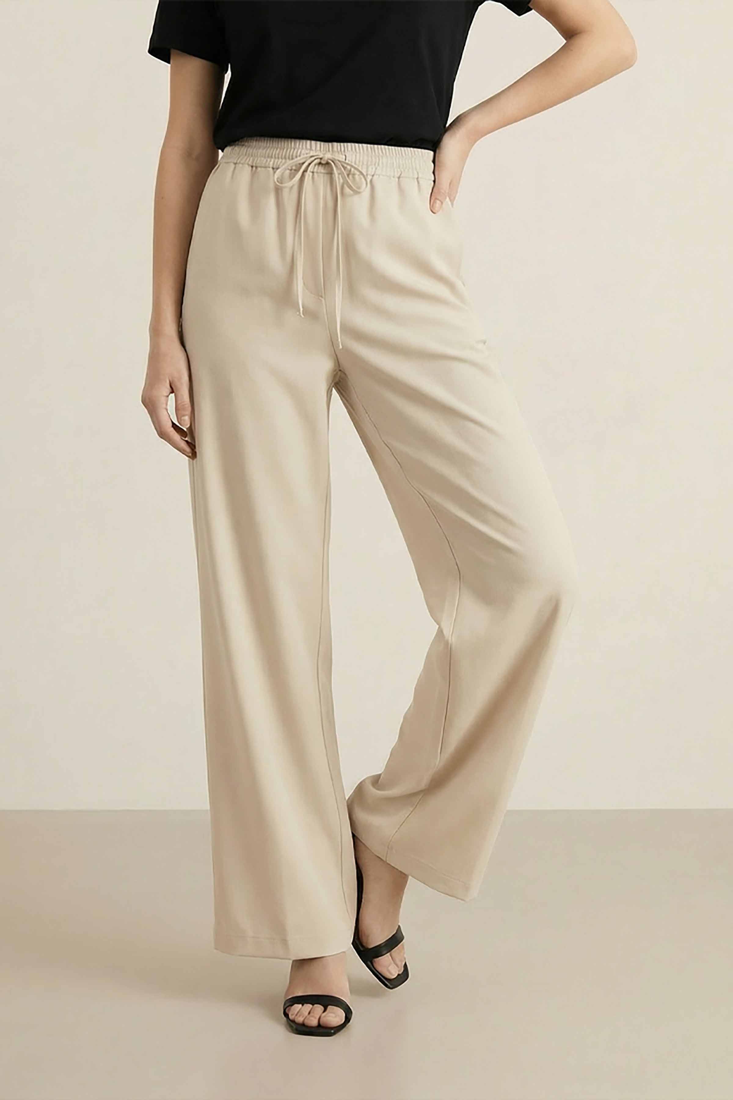 Beige Women Pants-447980118