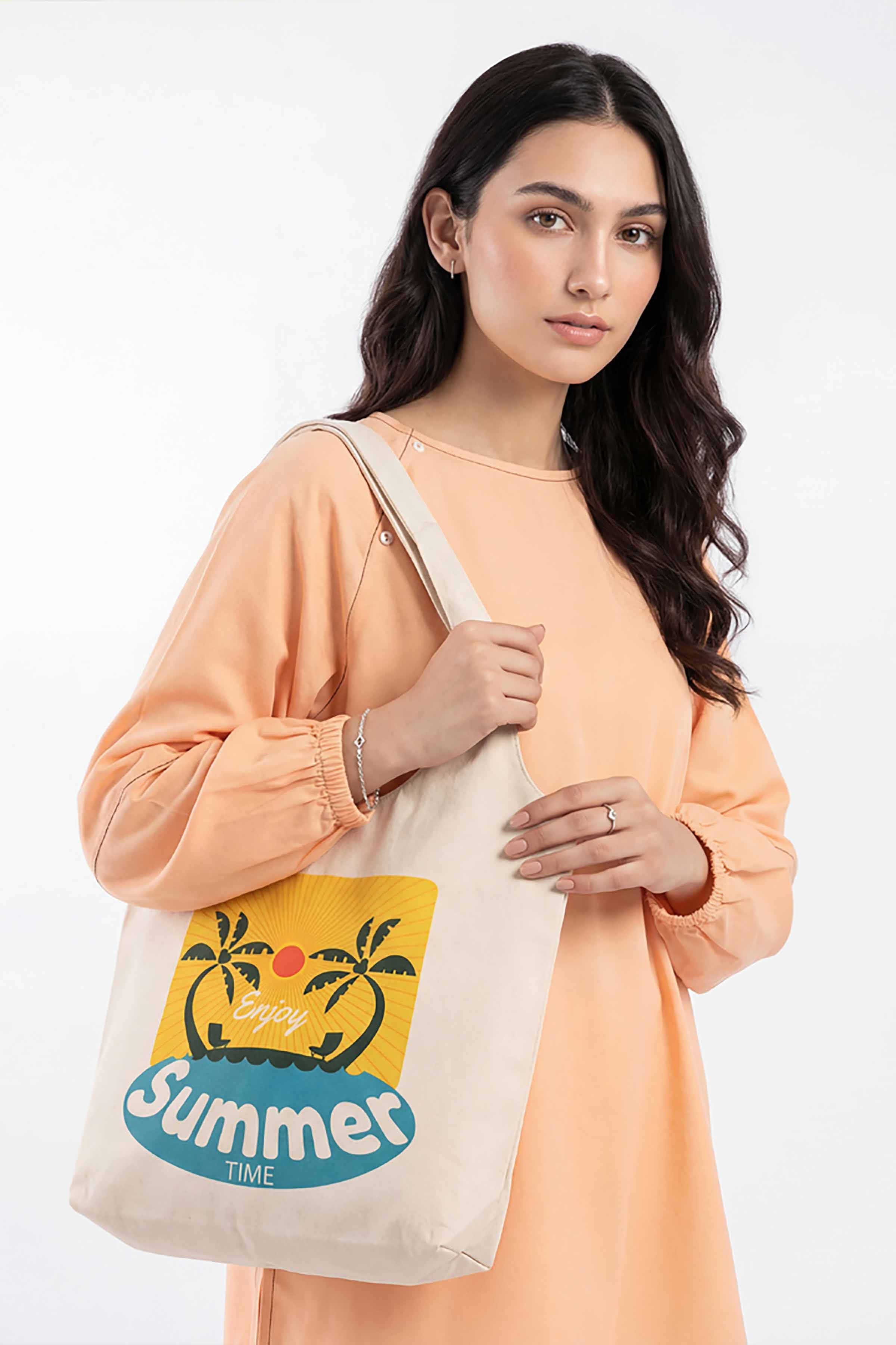 Off White Fabric Bag-448242107