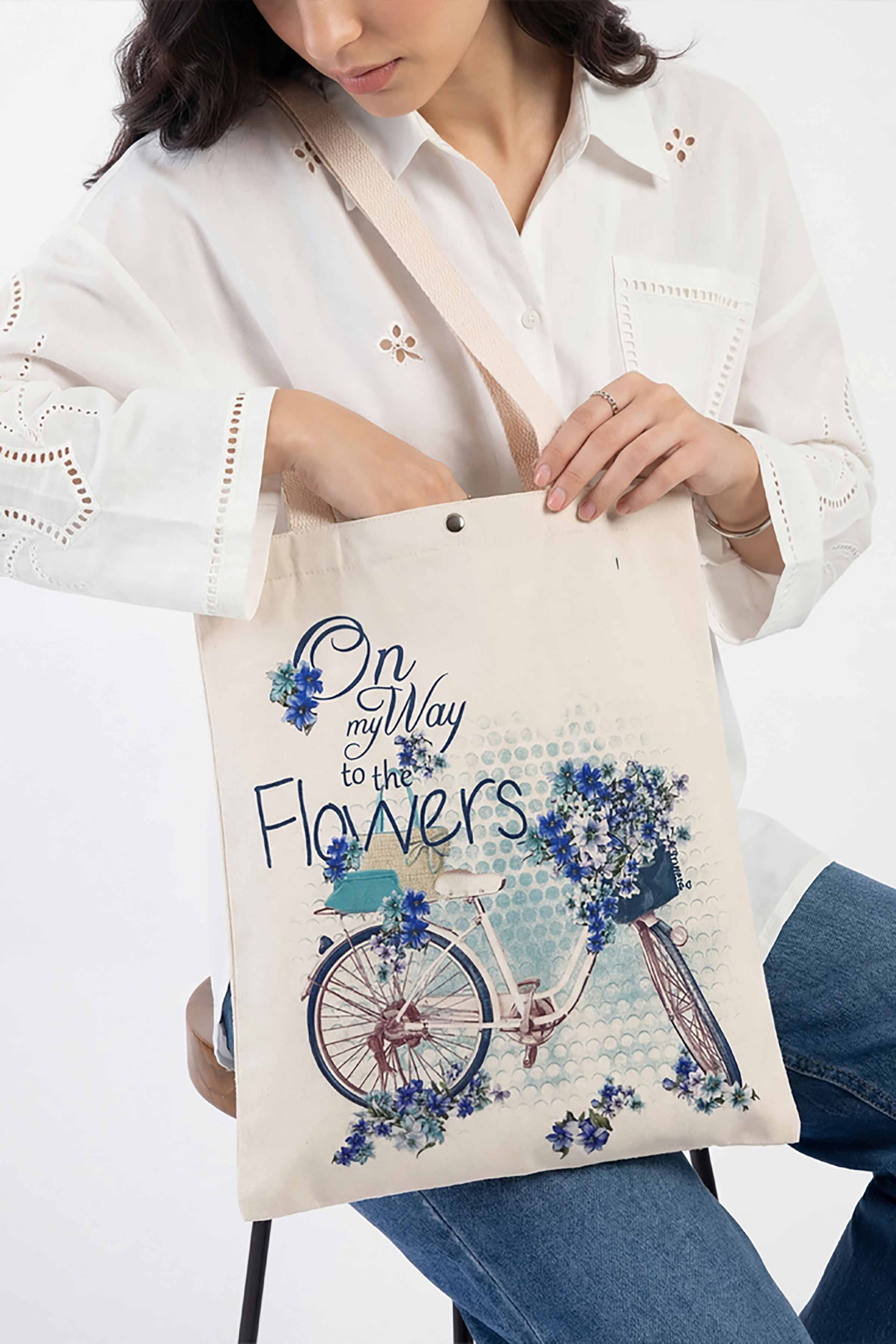 Off White Fabric Bag-448302107