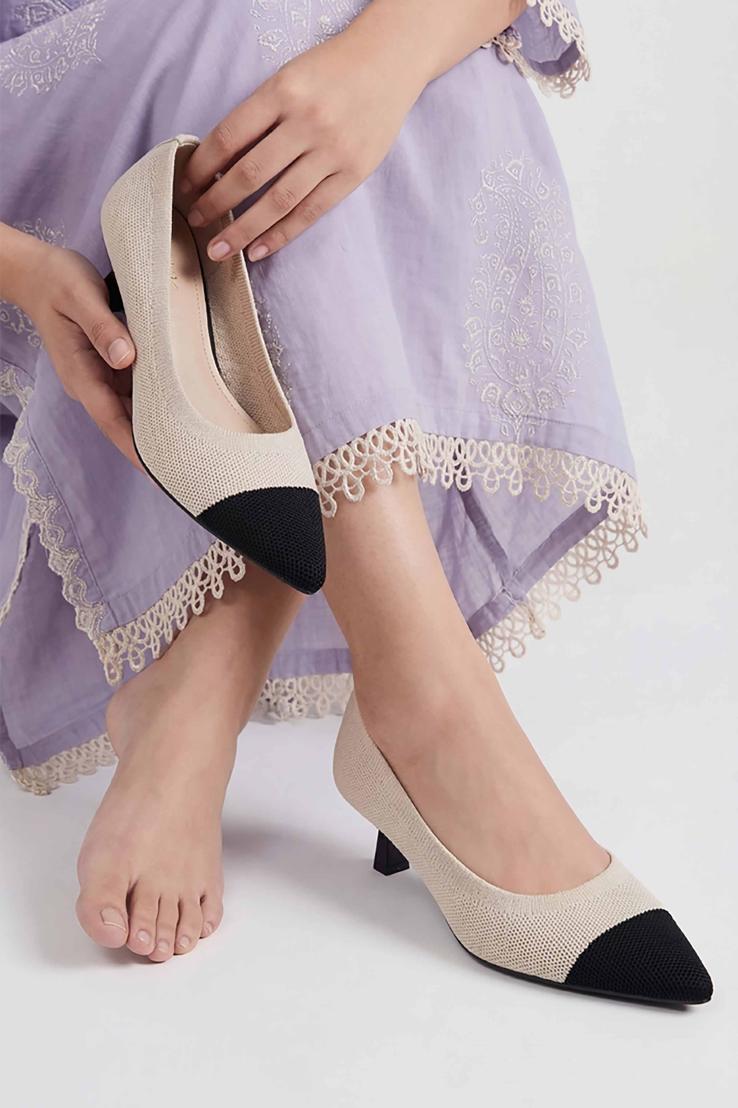 Black & Off White Heels-449352907