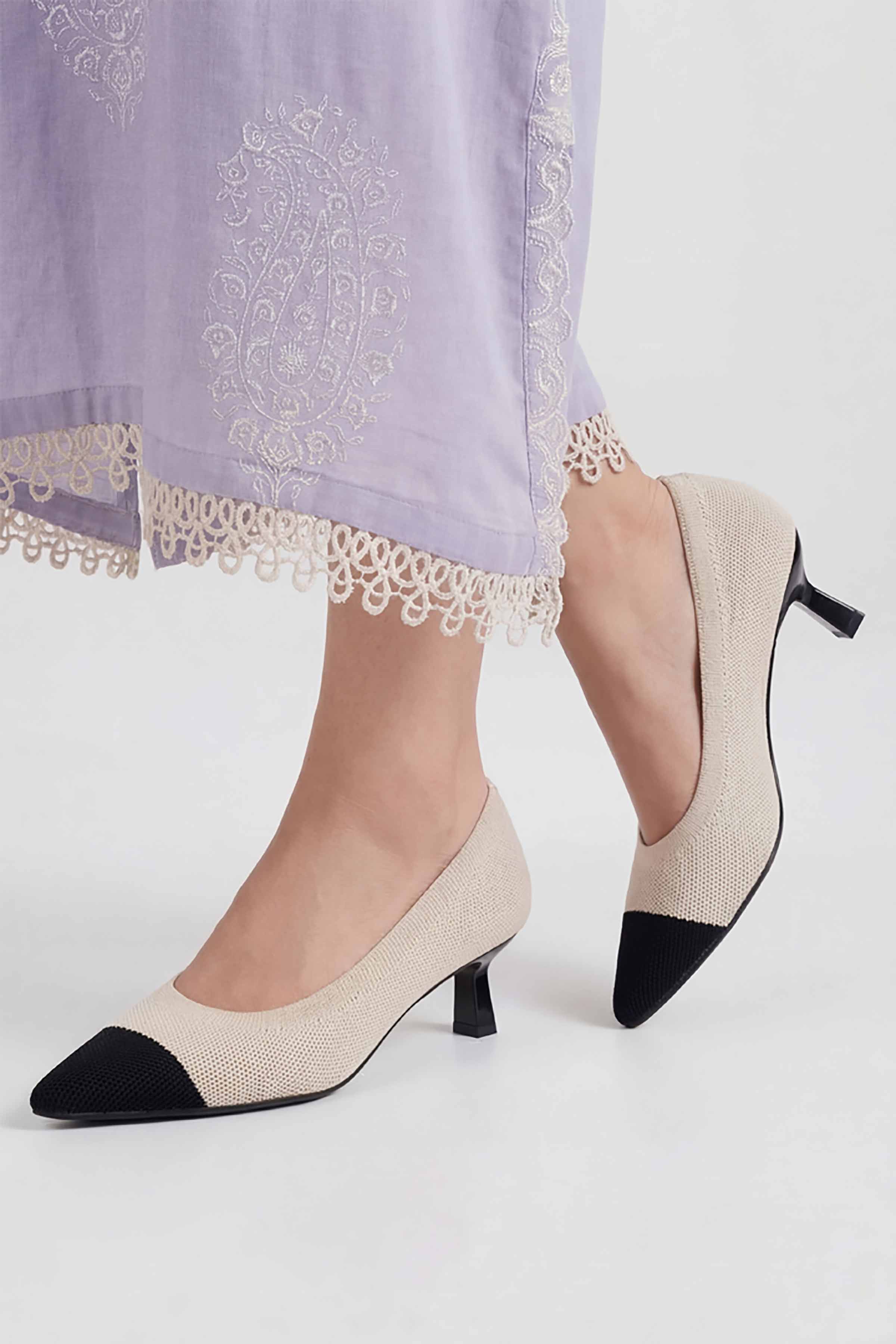 Black & Off White Heels-449352907