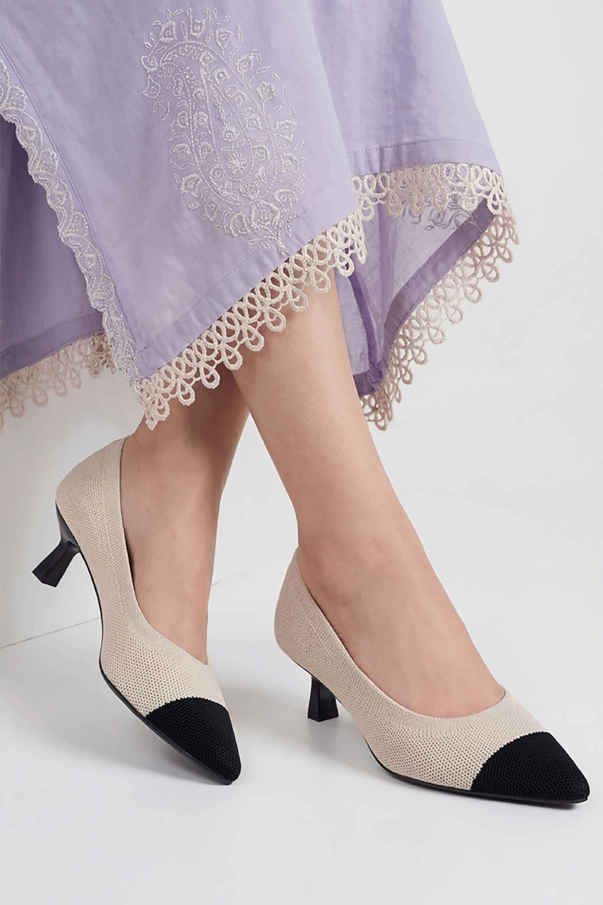 Black & Off White Heels-449352907