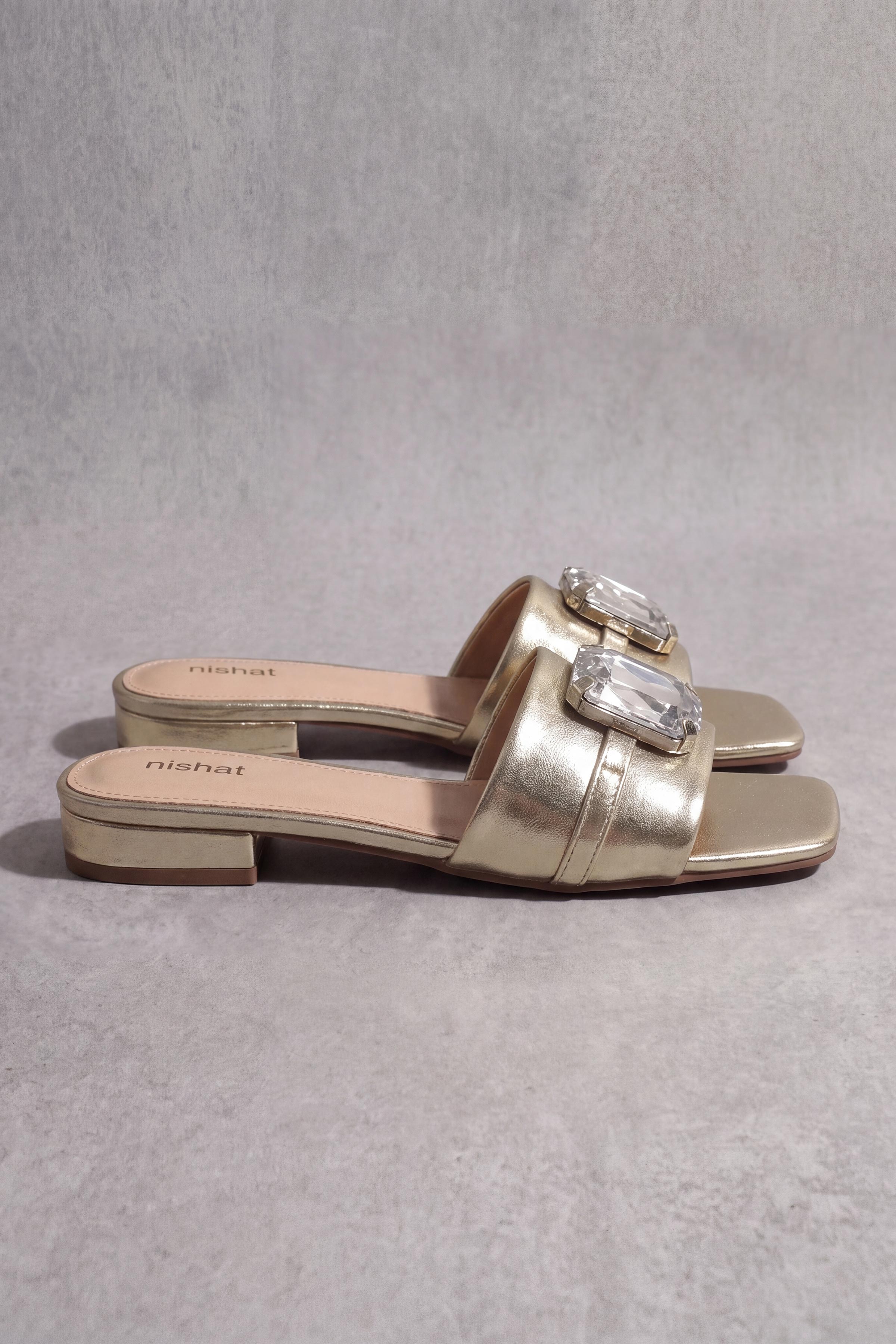 Gold Chappal-1717312919 - for Women - Shoes Collection | Nishat | Shop Online