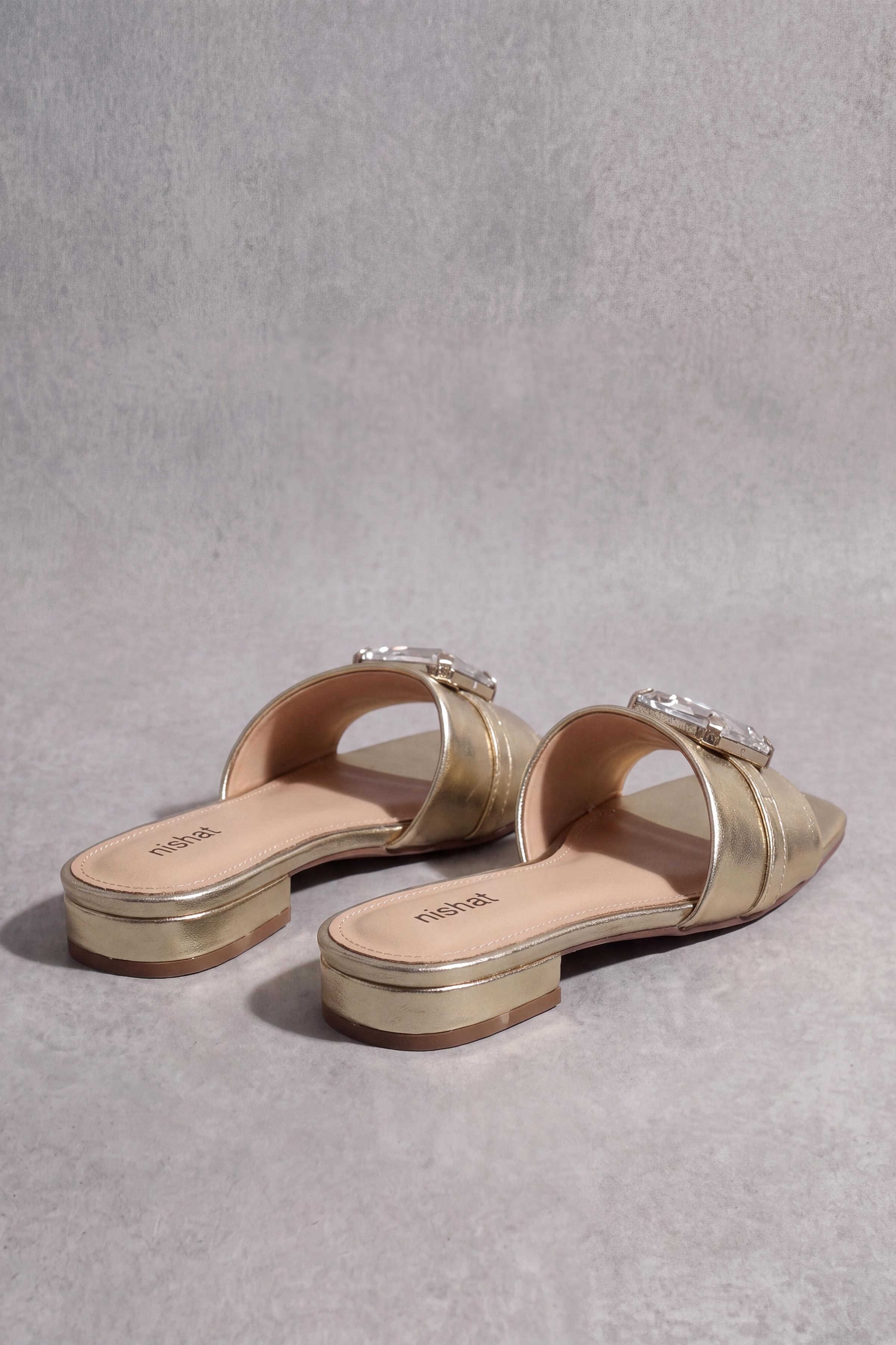Gold Chappal-1717312919 - for Women - Shoes Collection | Nishat | Shop Online