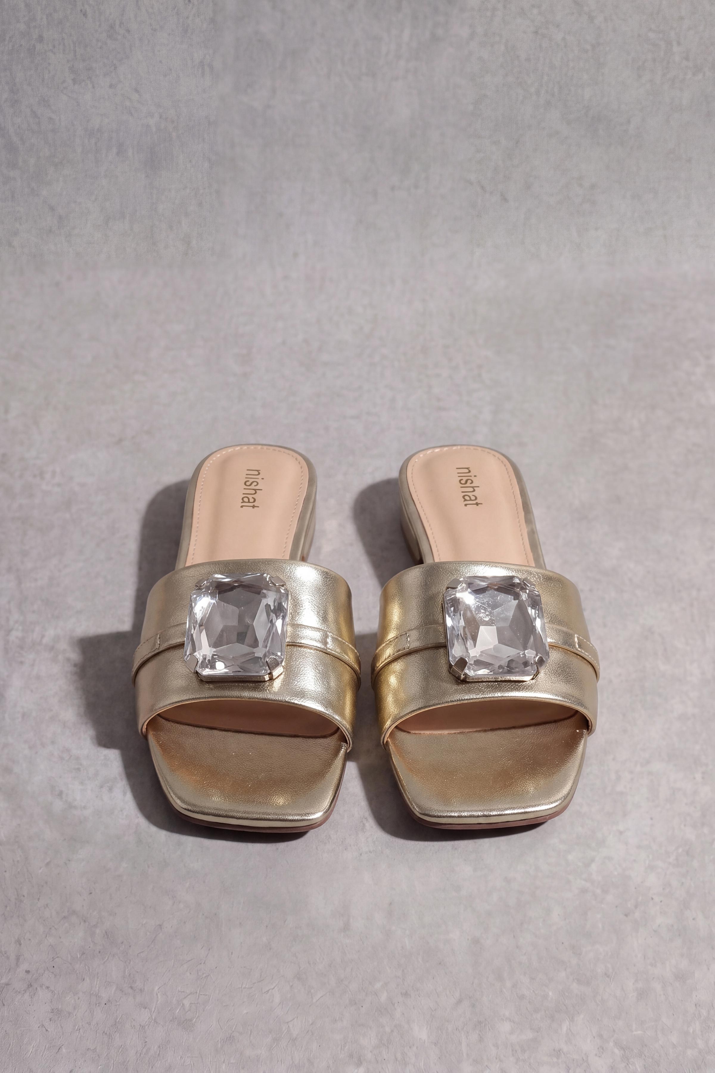 Gold Chappal-1717312919 - for Women - Shoes Collection | Nishat | Shop Online