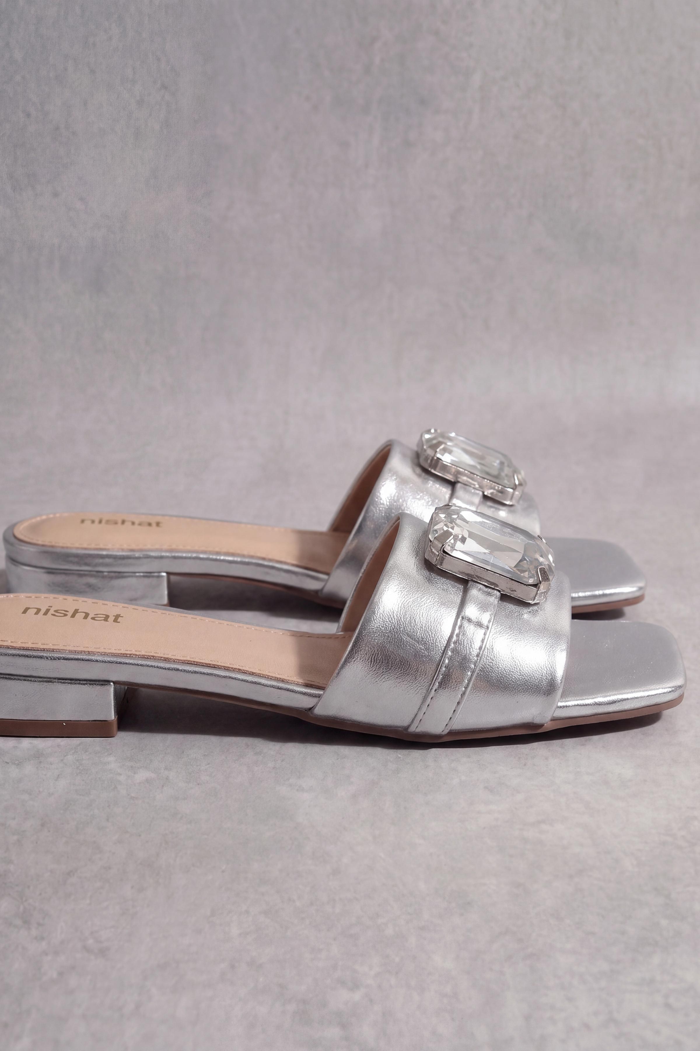 Silver Chappal-1717312920 - for Women - Shoes Collection | Nishat | Shop Online