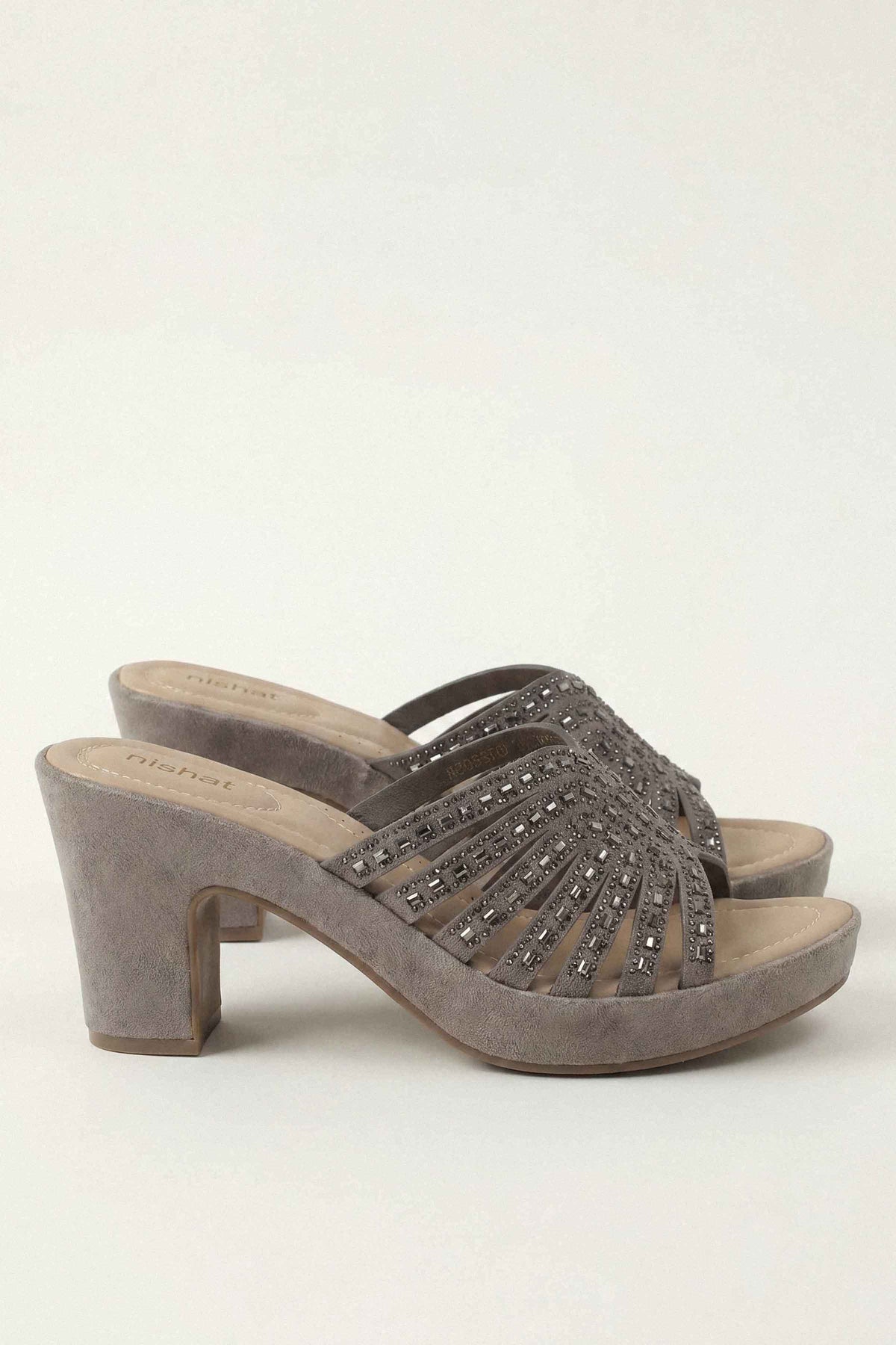 Grey Block Heels-1717492911