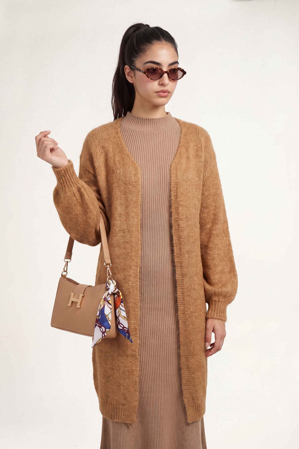 Camel Long Sweater-1719000129 for Women – Long Sweaters Collection | Nishat | Shop Online