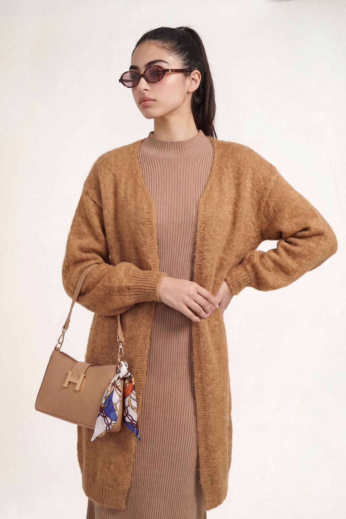 Camel Long Sweater-1719000129 for Women – Long Sweaters Collection | Nishat | Shop Online
