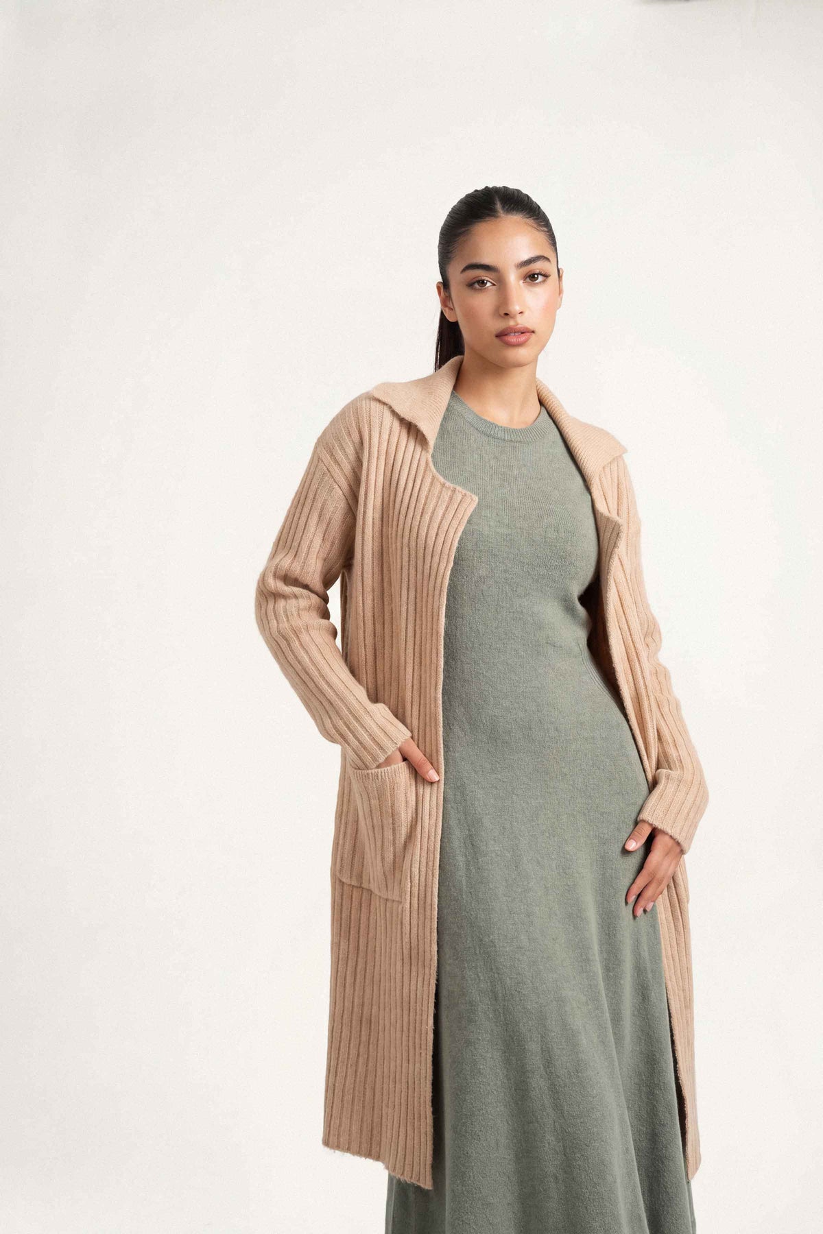Light Beige Long Sweater-1719020118 for Women – Long Sweaters Collection | Nishat | Shop Online