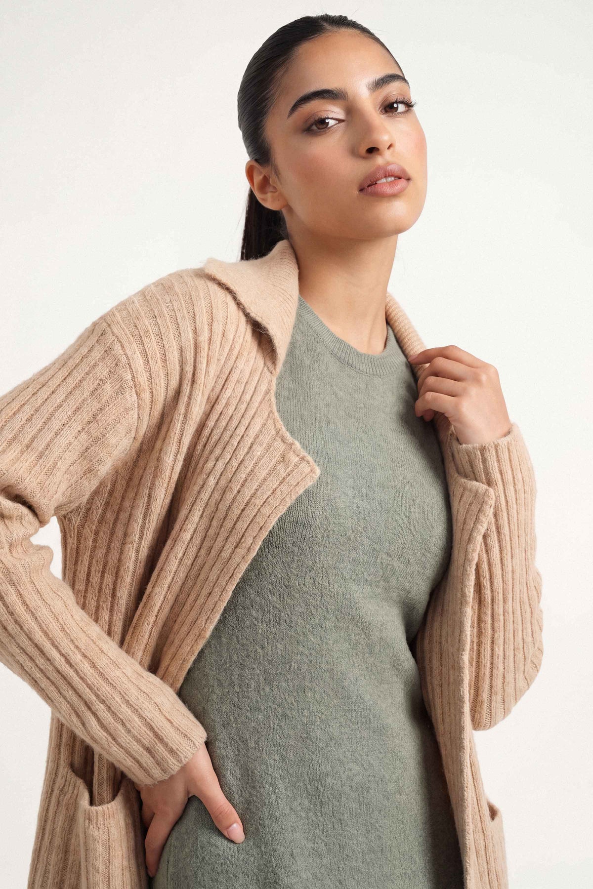 Light Beige Long Sweater-1719020118 for Women – Long Sweaters Collection | Nishat | Shop Online