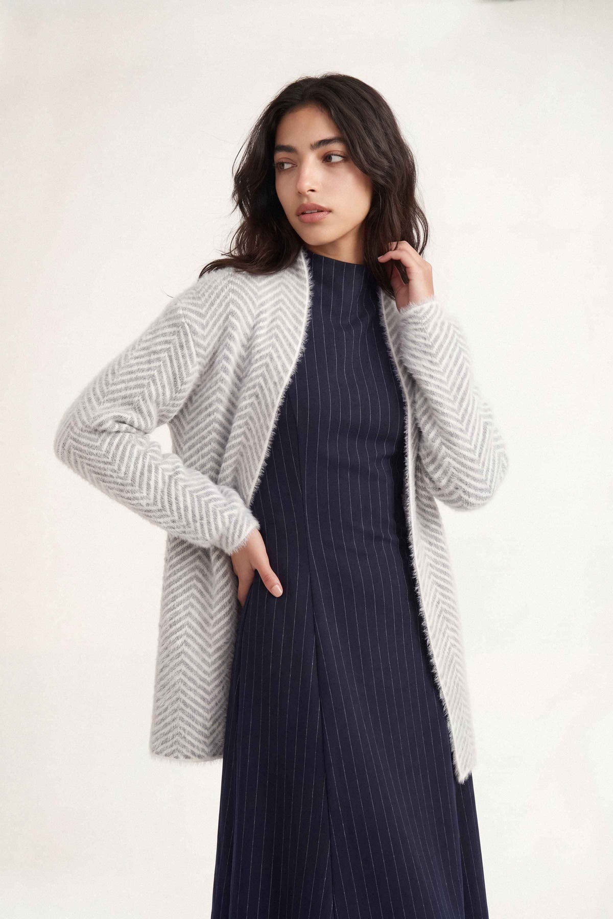 Off White Long Sweater-1719030107 for Women – Long Sweaters Collection | Nishat | Shop Online