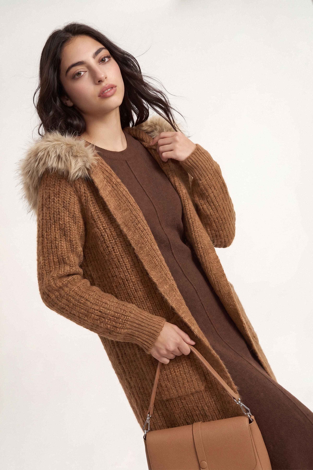 Khaki Long Sweater-1719040130 for Women – Long Sweaters Collection | Nishat | Shop Online