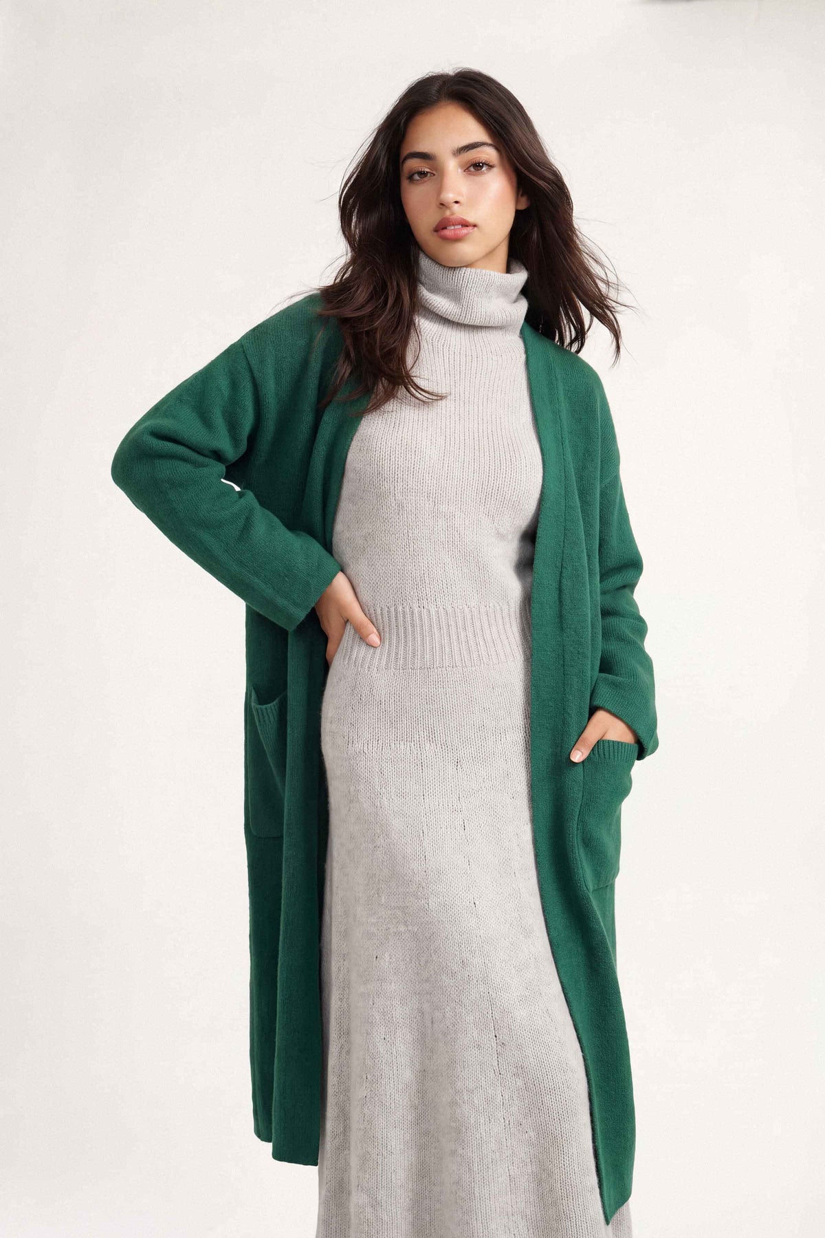 Dark Green Long Sweater-1719060104 for Women – Long Sweaters Collection | Nishat | Shop Online