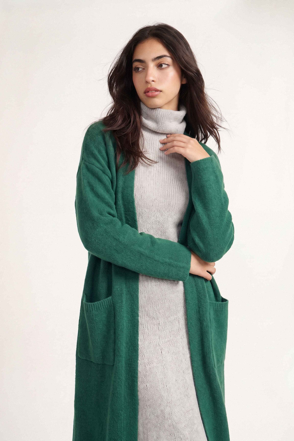 Dark Green Long Sweater-1719060104 for Women – Long Sweaters Collection | Nishat | Shop Online