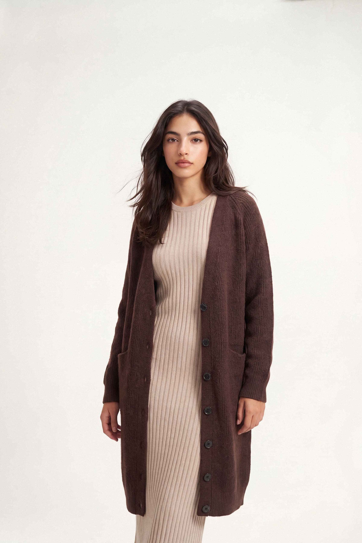 Coffee Long Sweater-1719070117 for Women – Long Sweaters Collection | Nishat | Shop Online