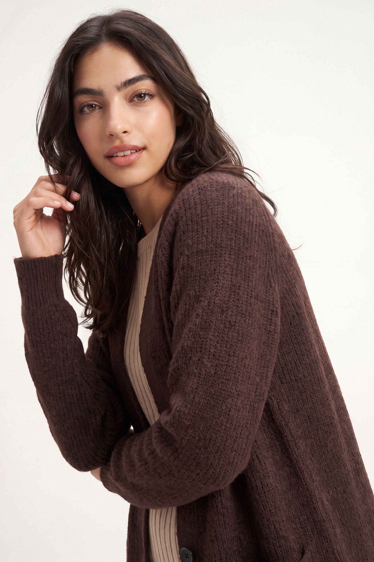 Coffee Long Sweater-1719070117 for Women – Long Sweaters Collection | Nishat | Shop Online